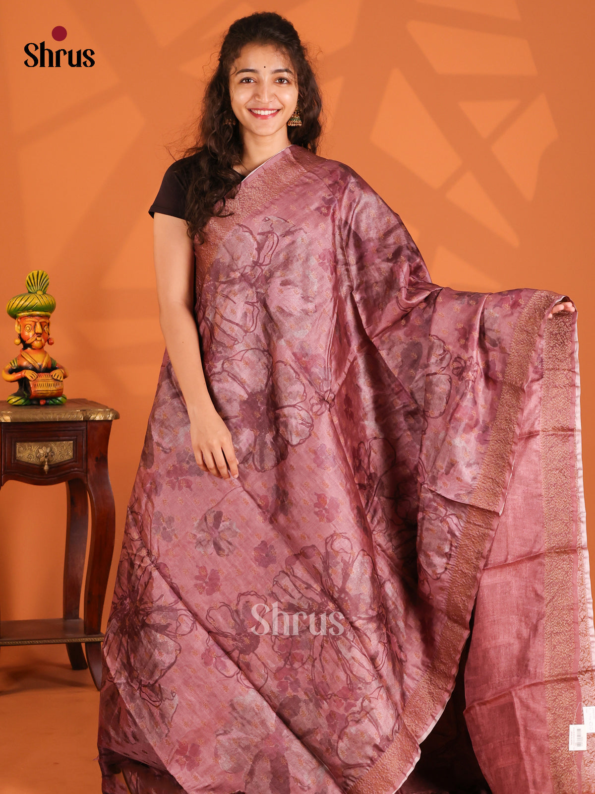 Onion Peel & Brown - Tussar Saree-1