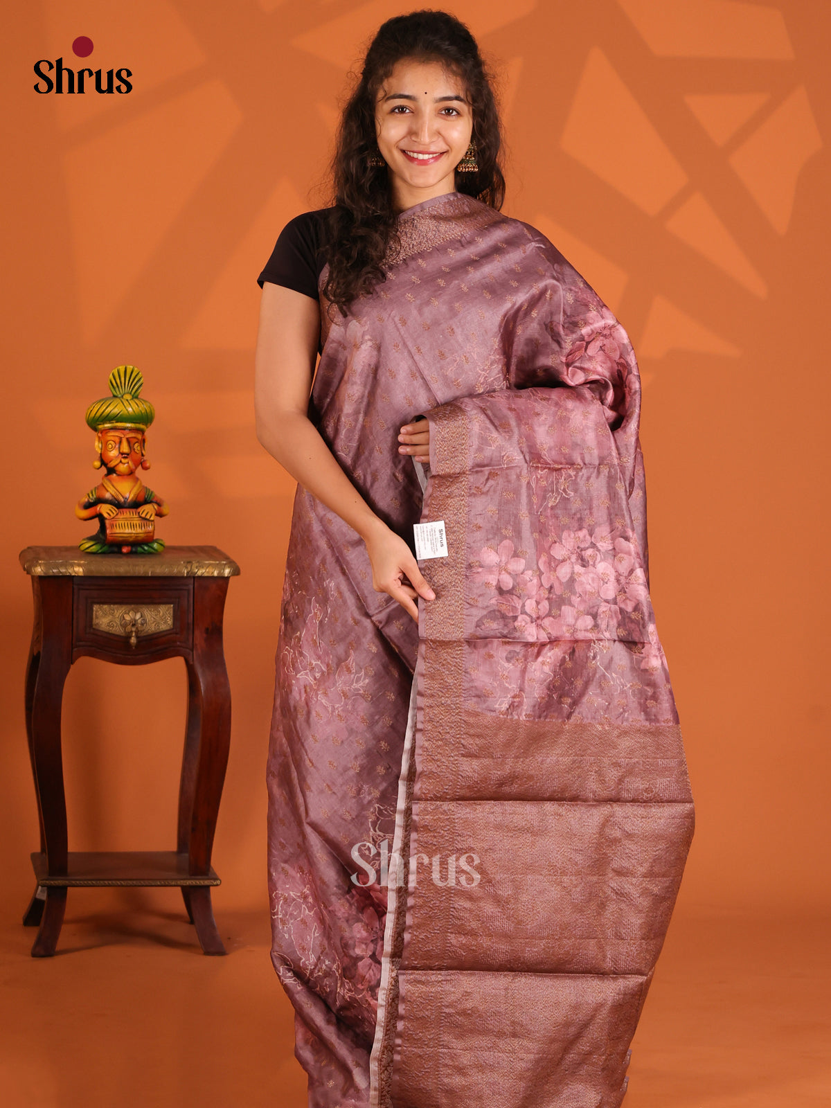 full Onion Peel(Single tone)- Tussar Saree