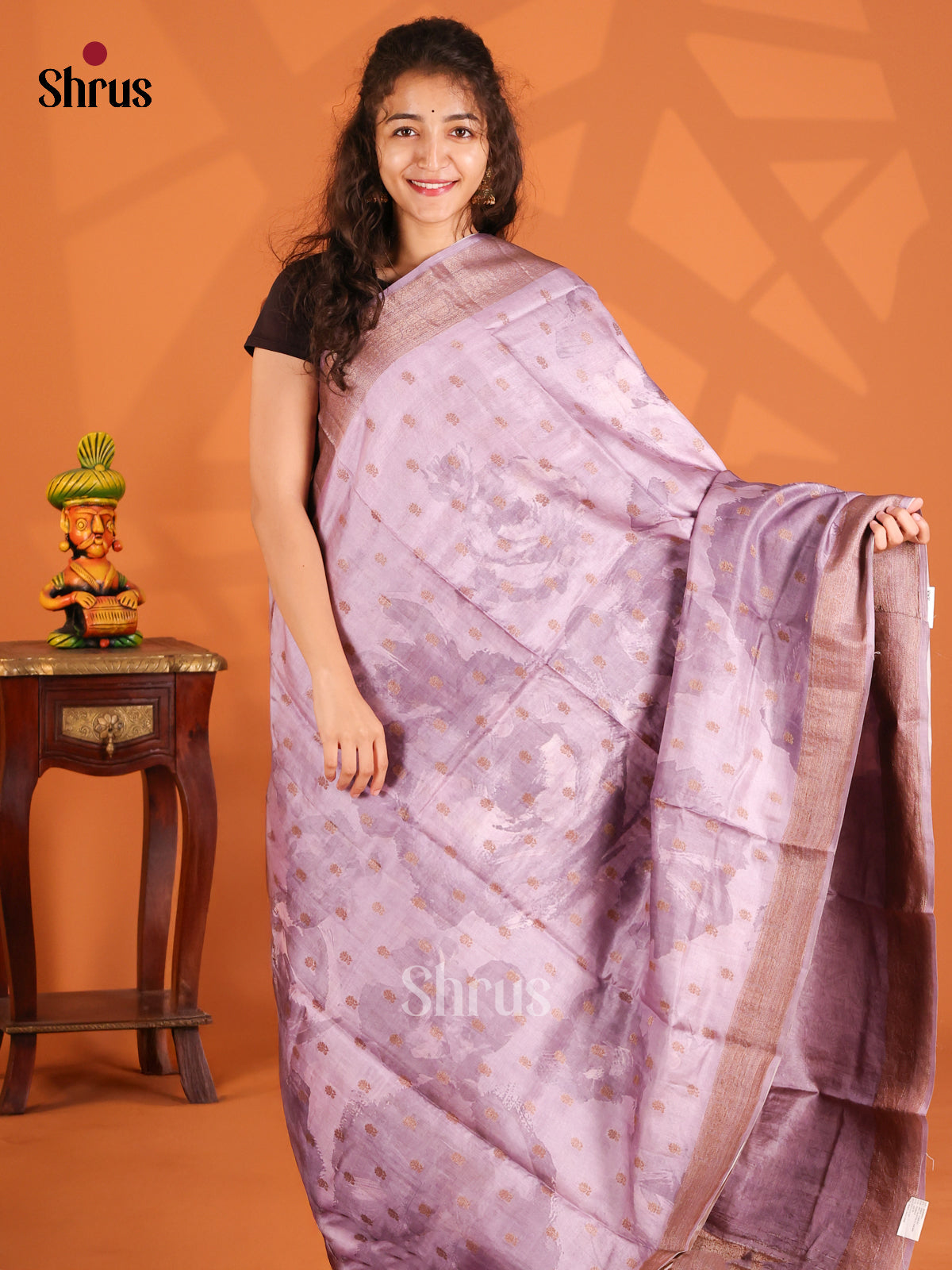 Purple(Single Tone) - Tussar Saree-1