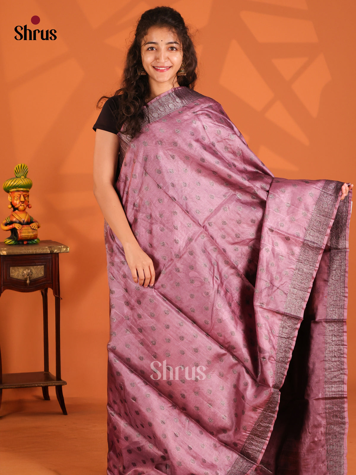Purple(Single Tone)- Tussar Saree-1