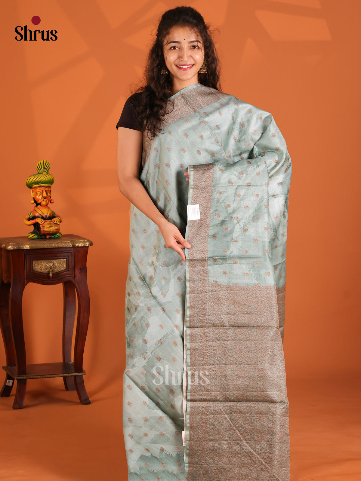 Blue(Single tone) - Tussar Saree - Shop on Shrus.com