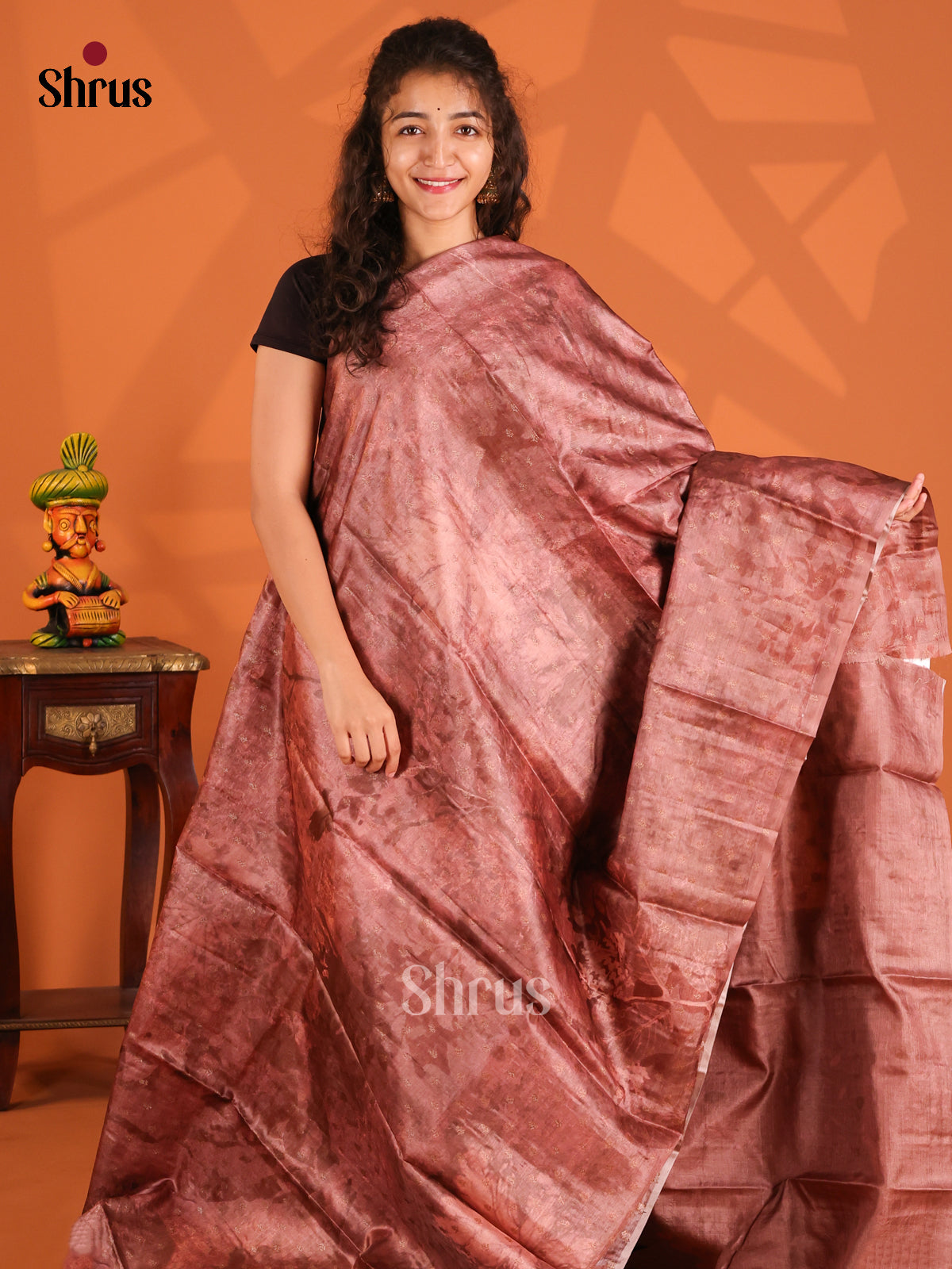 Brown(Single Tone)- Tussar Saree-1