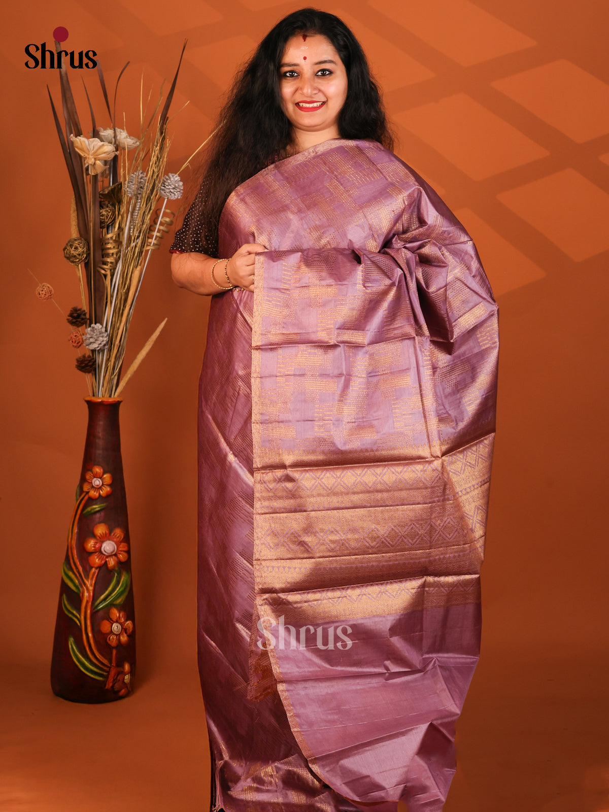 Onion Pink(Single Tone) - Tussar Saree - Shop on Shrus.com