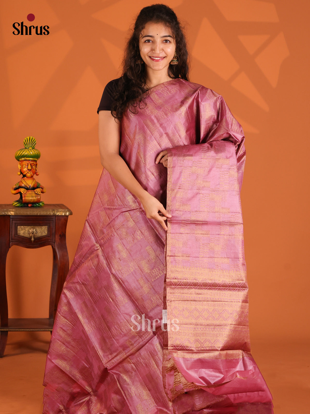 Pink(Single Tone)- Tussar Saree