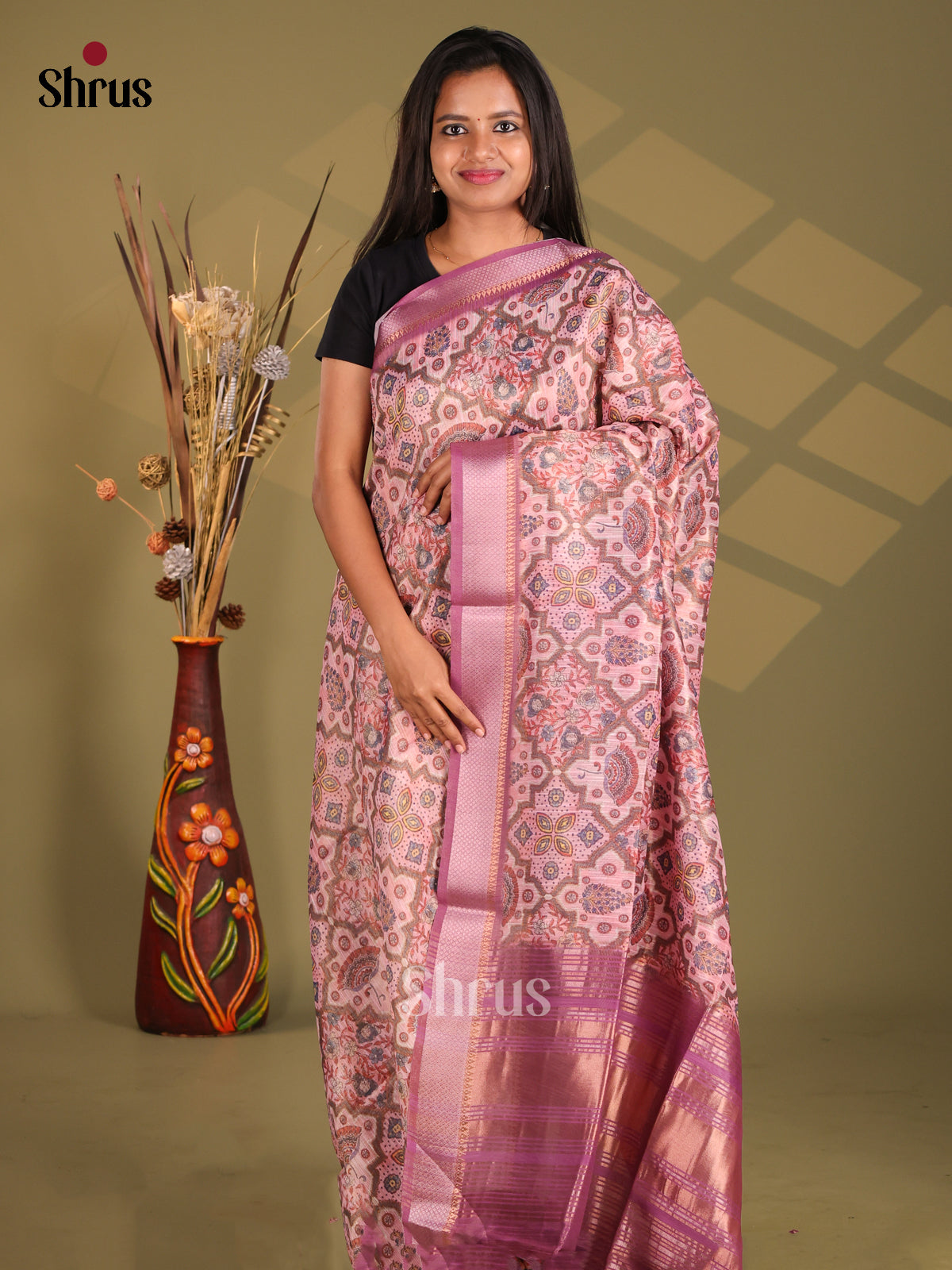 Purple - Champa semitussar Saree - Shop on Shrus.com