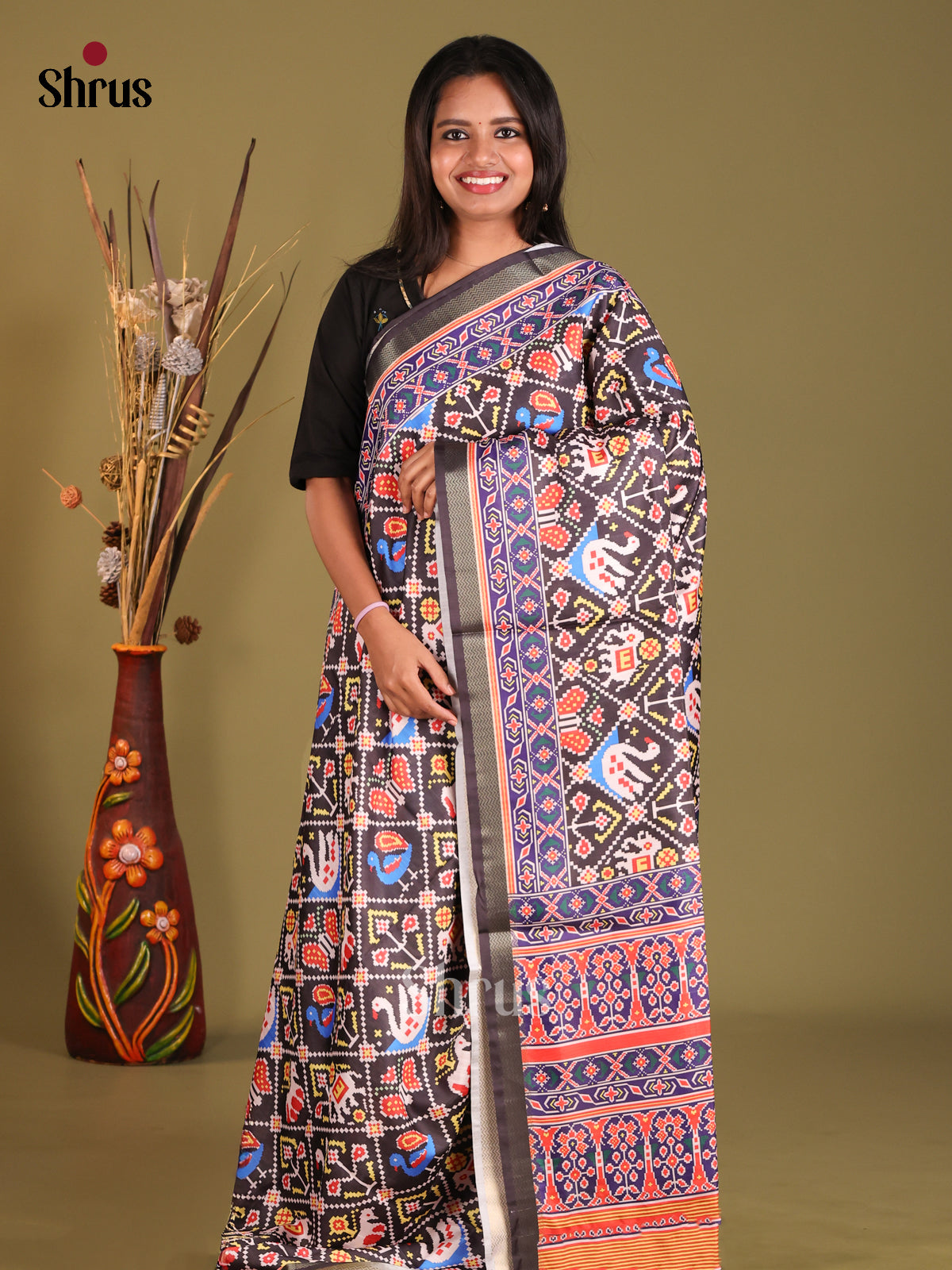 Brown - Champa semitussar Saree - Shop on Shrus.com