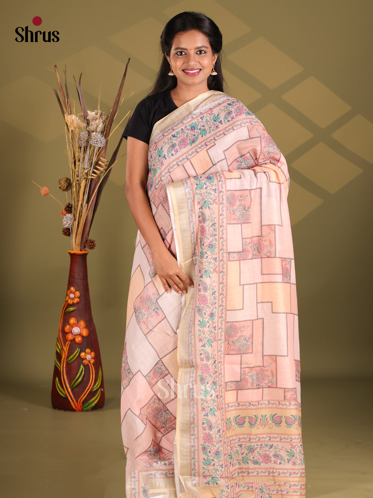 Shade of Pink - Champa semitussar Saree - Shop on Shrus.com