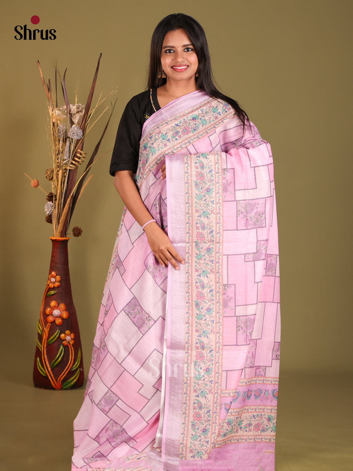 Pink - Champa semitussar Saree - Shop on Shrus.com