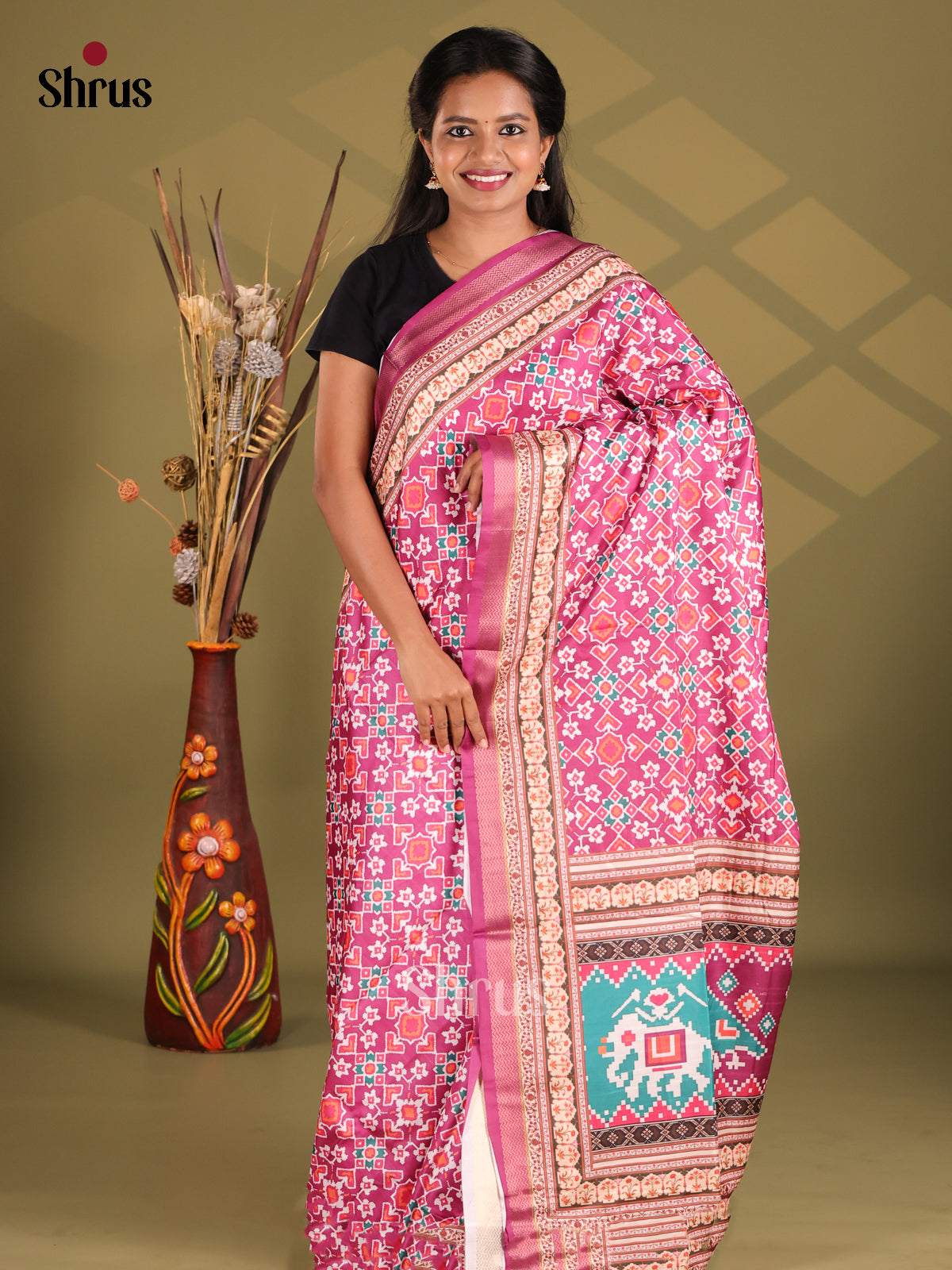 Purple - Champa semitussar Saree - Shop on Shrus.com