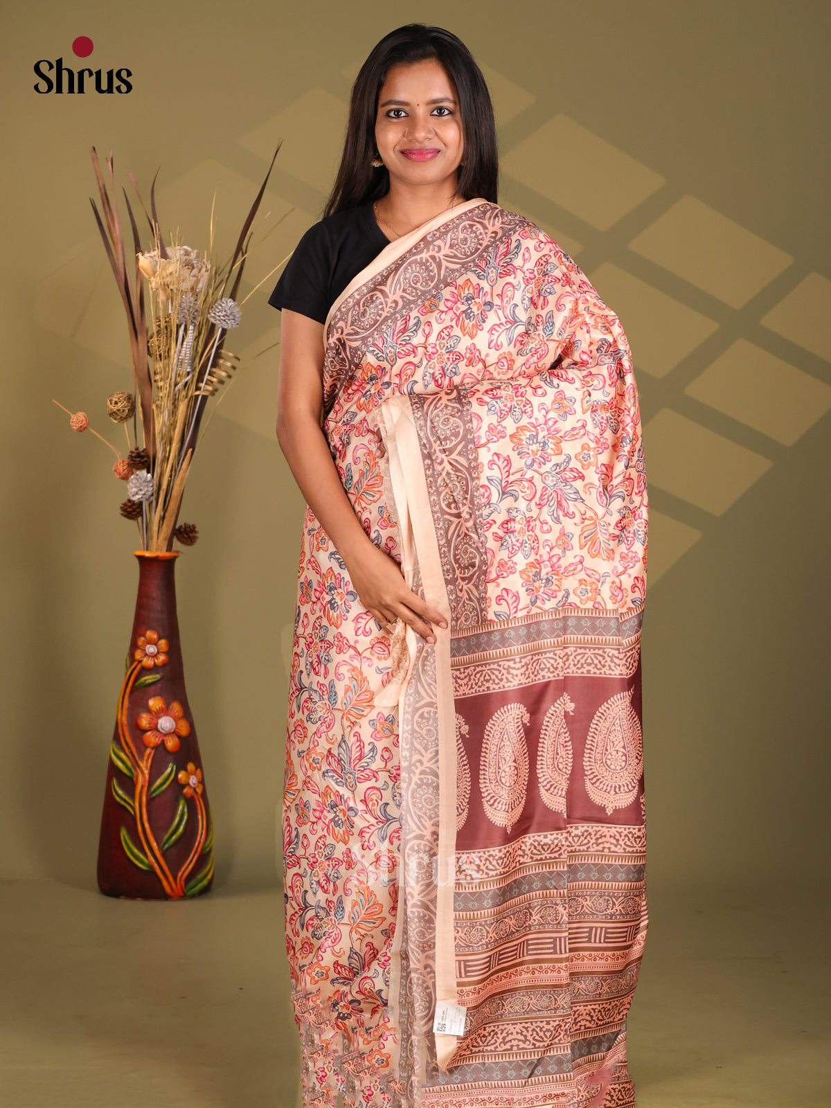 Peach - Champa semitussar Saree - Shop on Shrus.com