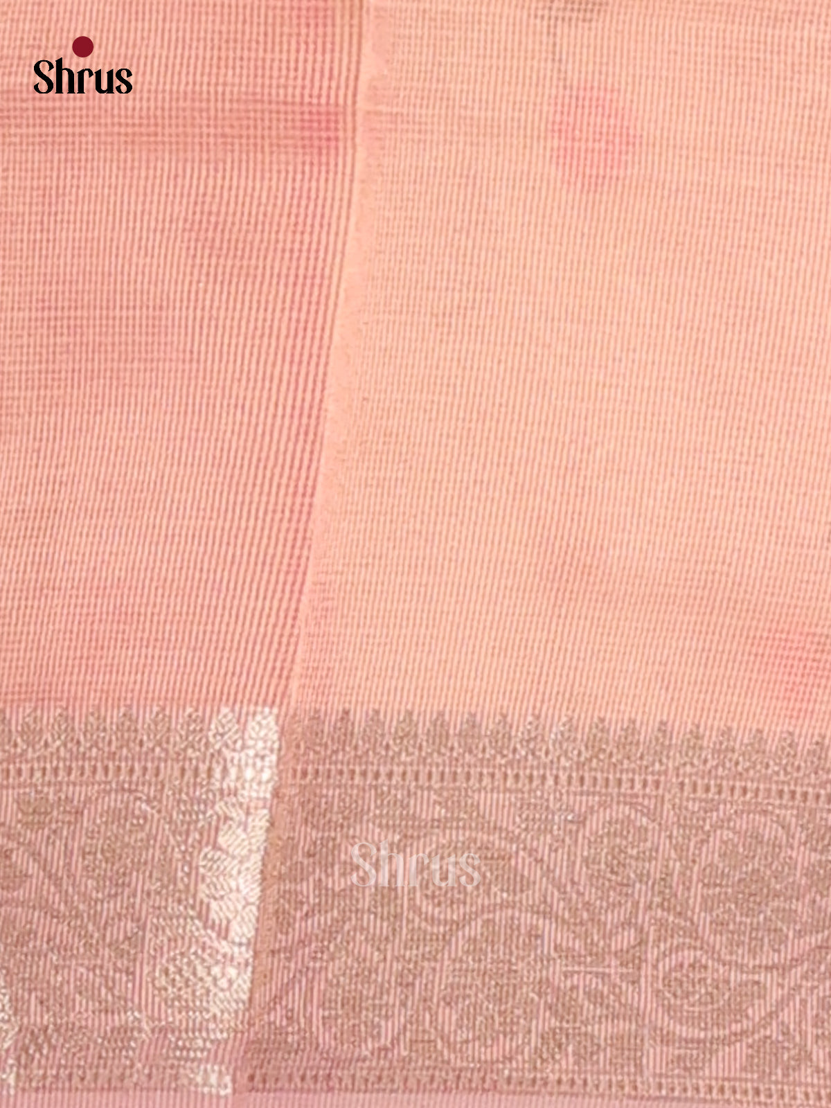 Cream & Pink- Semi Tissue Saree - Shop on Shrus.com