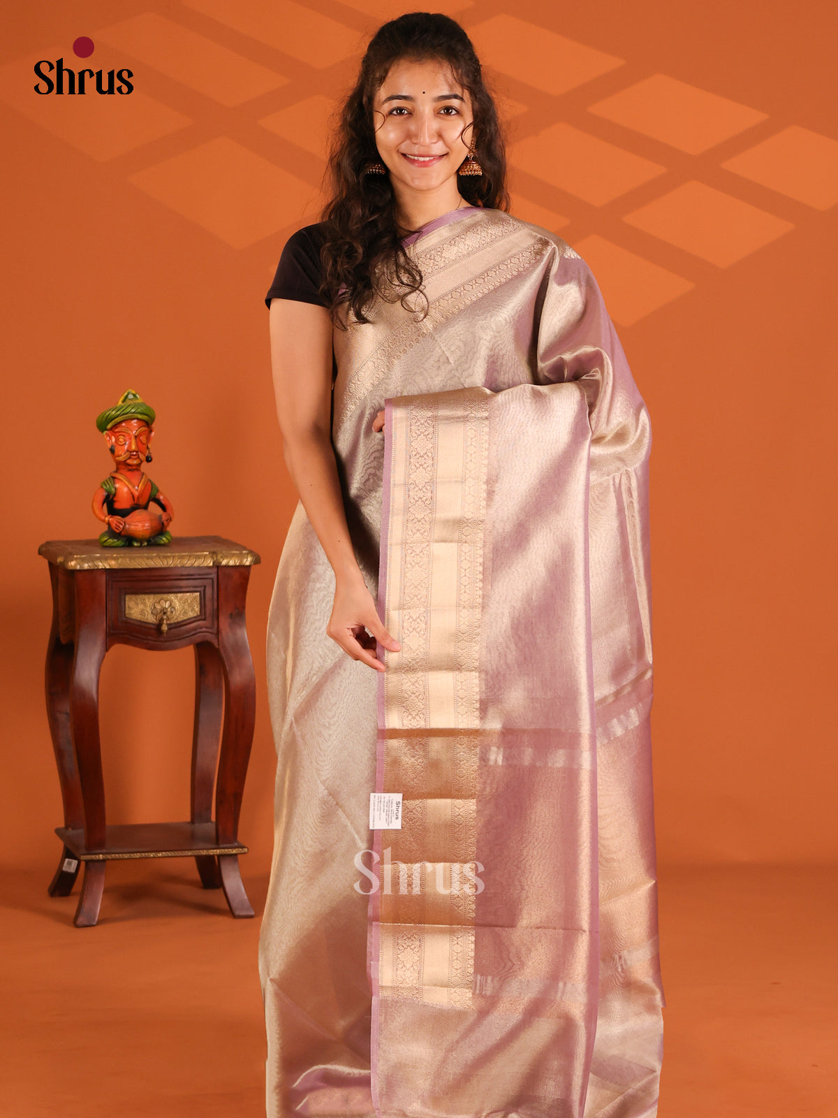 Mild Lavender - Semi Tissue saree - Shop on Shrus.com