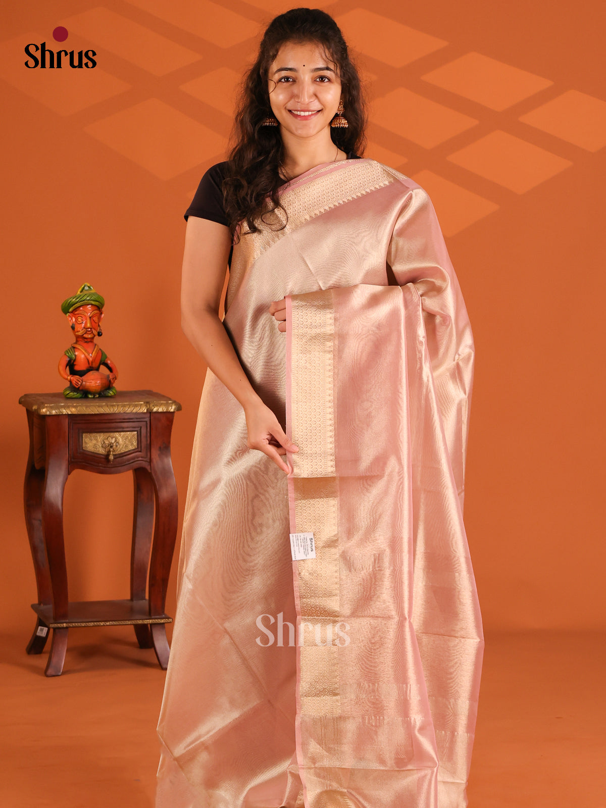 Dusty Pink - Semi Tissue saree - Shop on Shrus.com