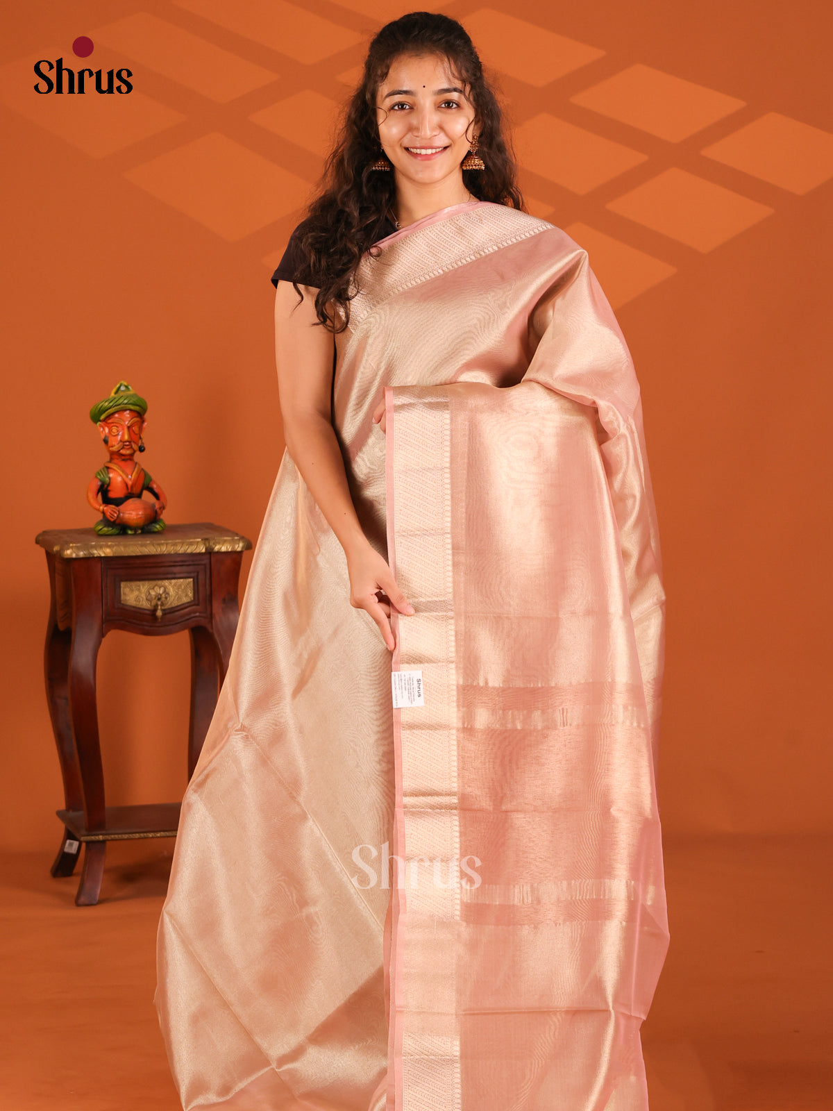 Dusty Pink - Semi Tissue saree - Shop on Shrus.com