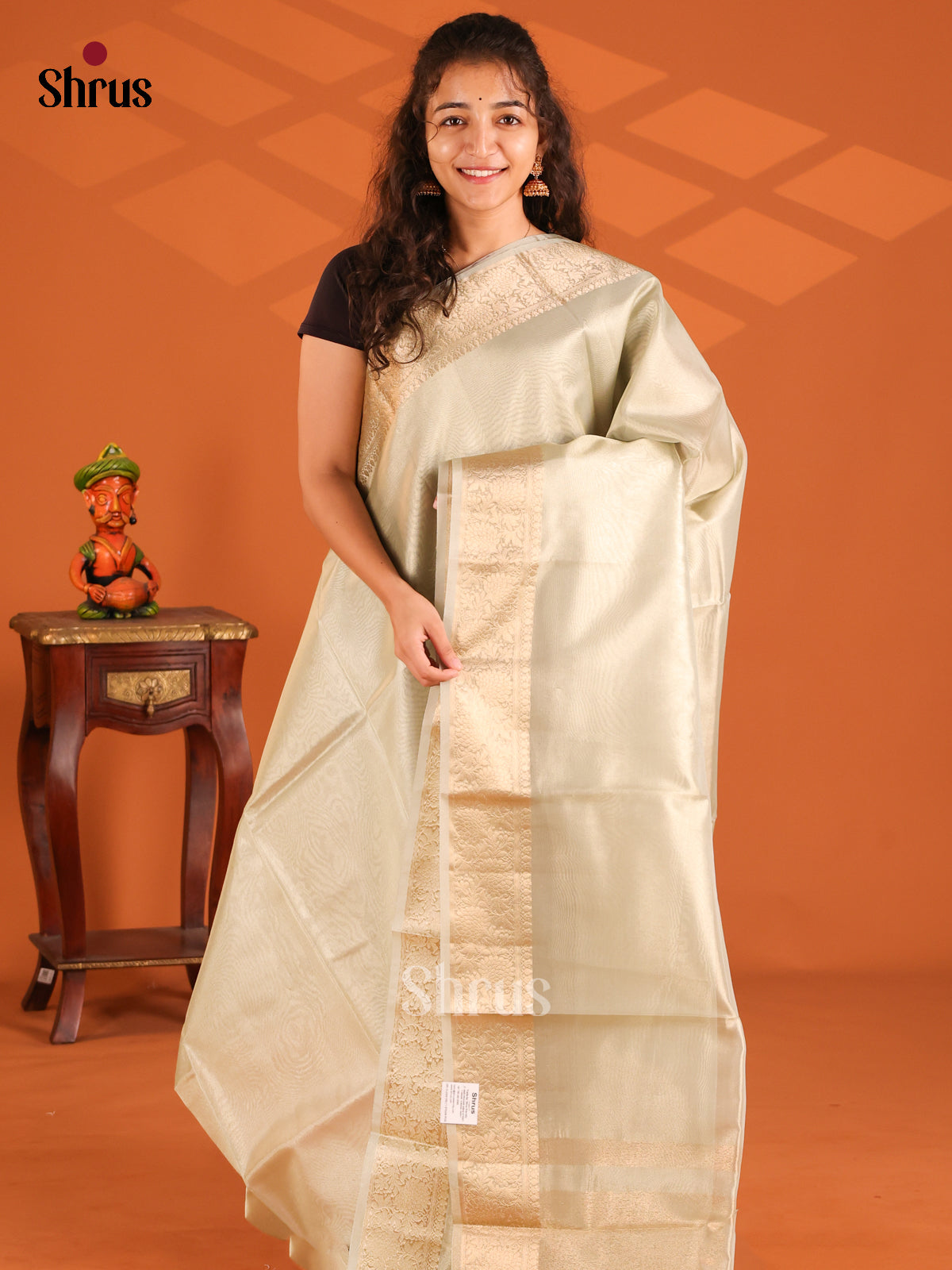 Mint Green- Semi Tissue saree - Shop on Shrus.com
