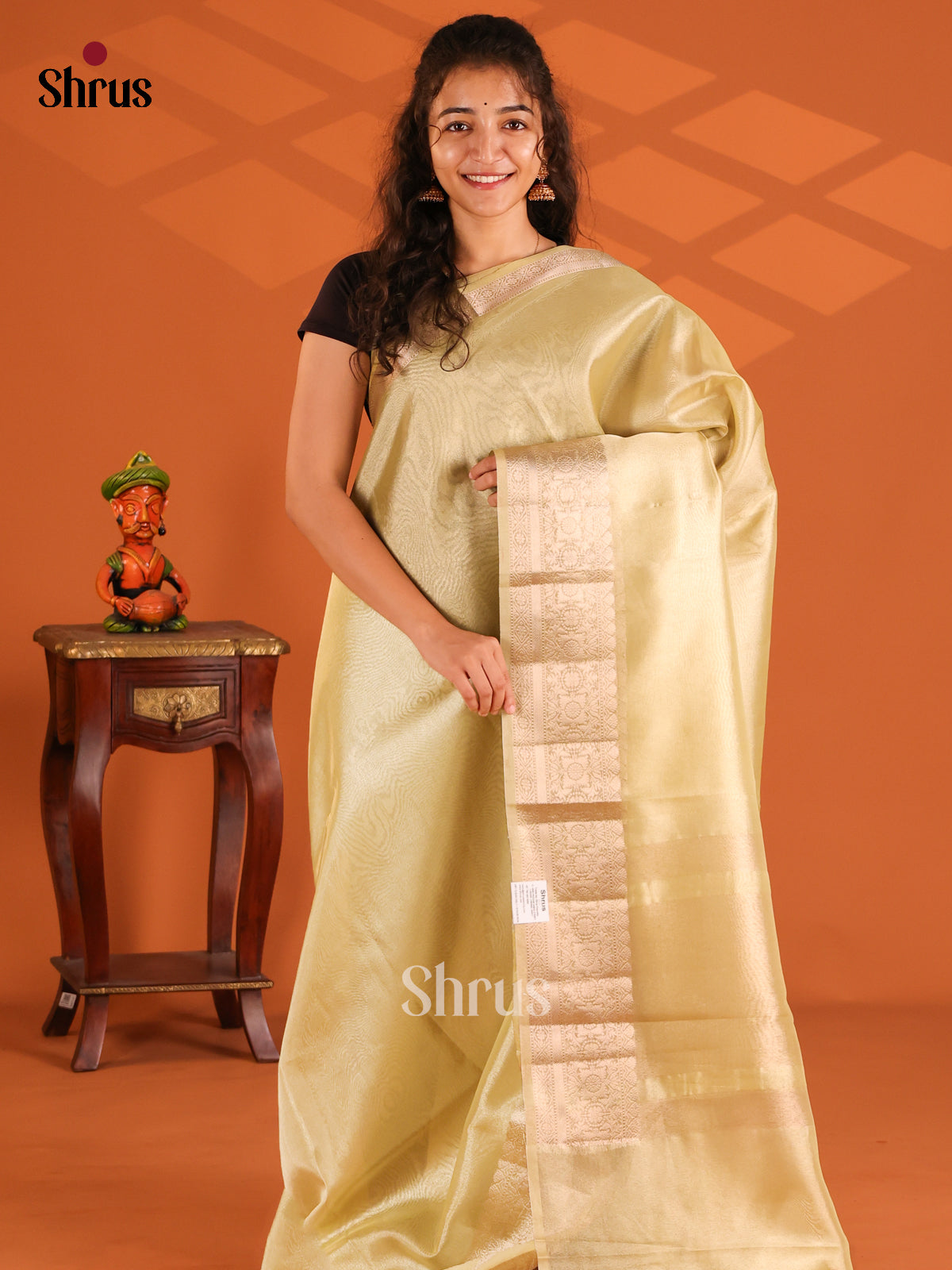 Mint Green- Semi Tissue saree - Shop on Shrus.com