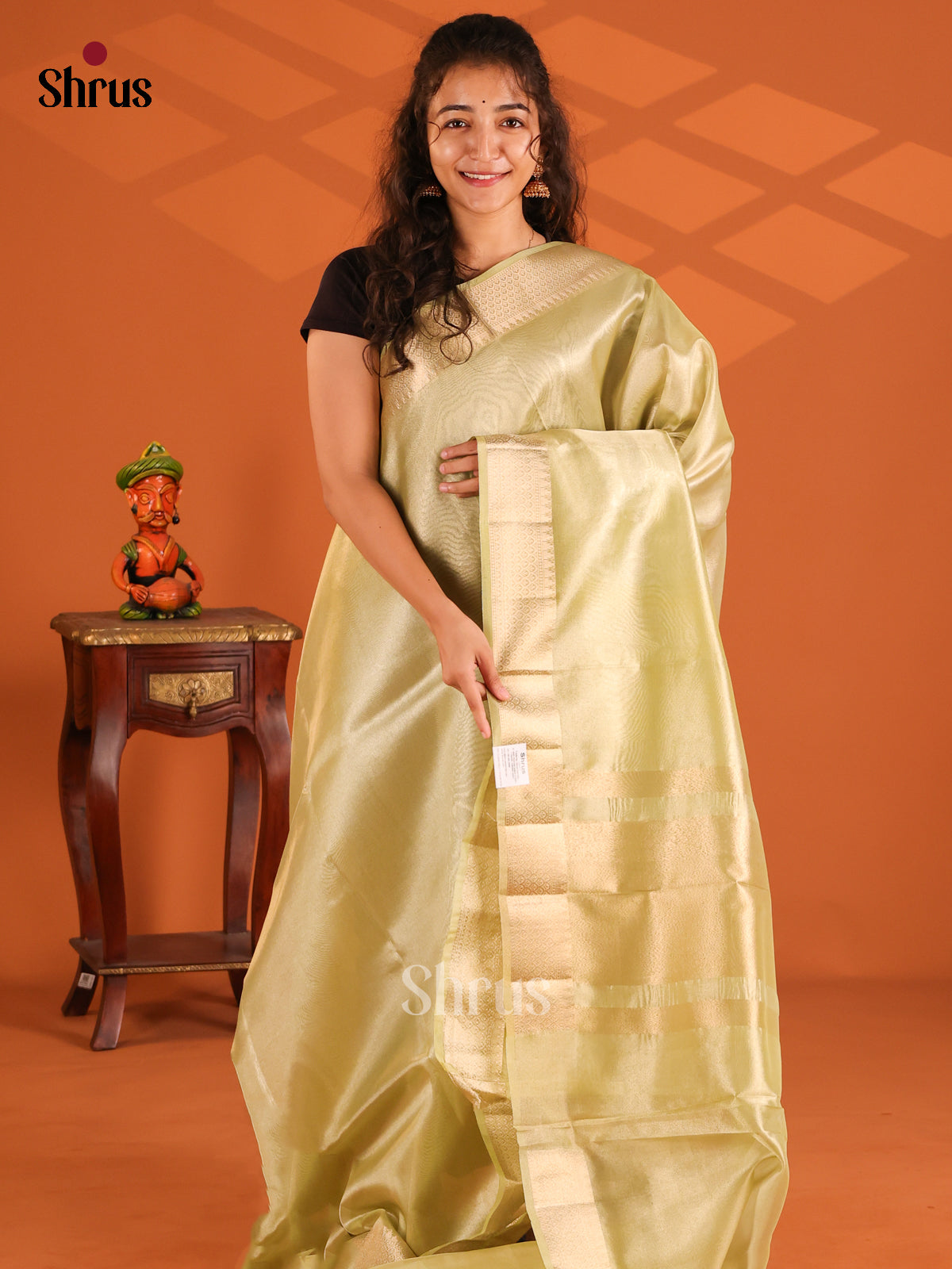 Mint Green - Semi Tissue saree - Shop on Shrus.com