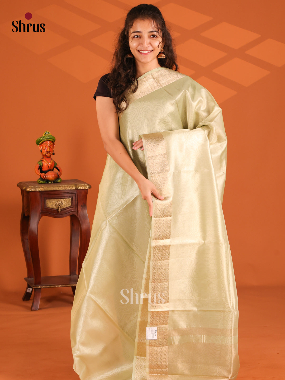 Mint Green- Semi Tissue saree - Shop on Shrus.com