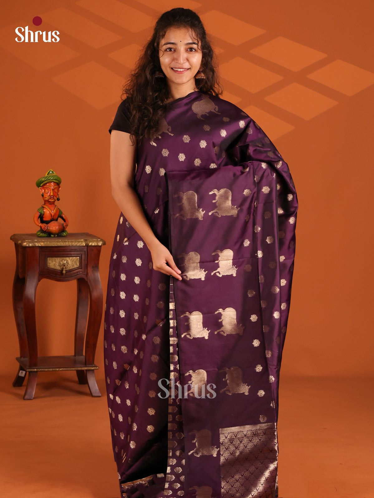 Jamun - Semi Softsilk Saree - Shop on Shrus.com