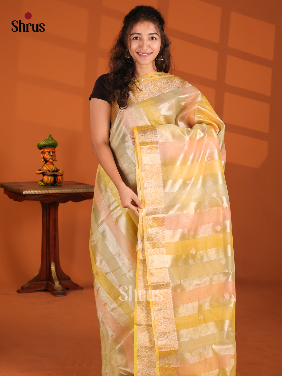 Mustard & Peach - North Silk Cotton Saree - Shop on Shrus.com