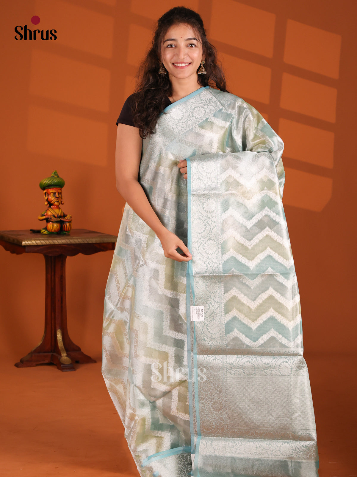 Blue & Grey - North Silk Cotton Saree - Shop on Shrus.com