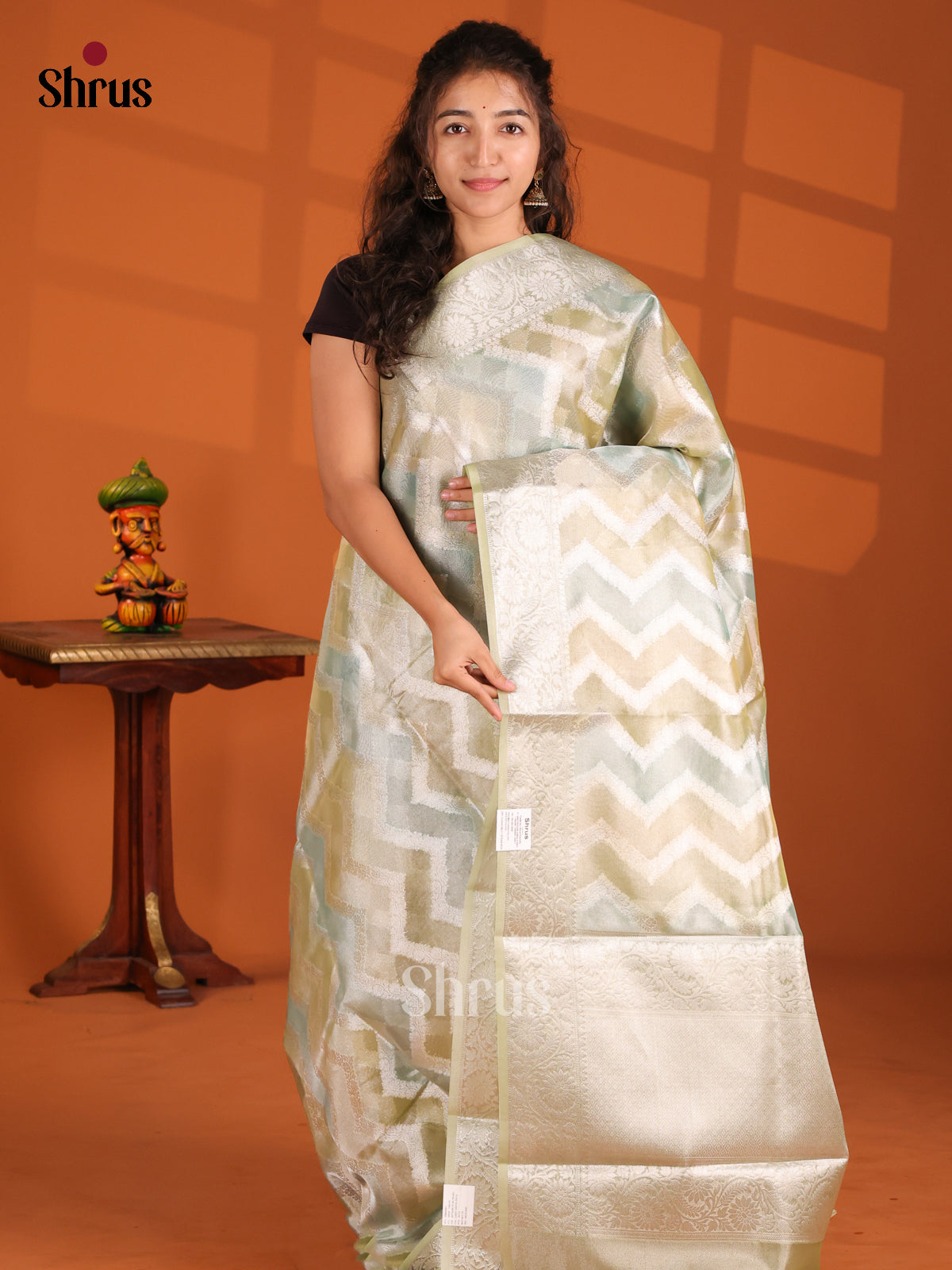 Green & Grey - North Silk Cotton Saree - Shop on Shrus.com