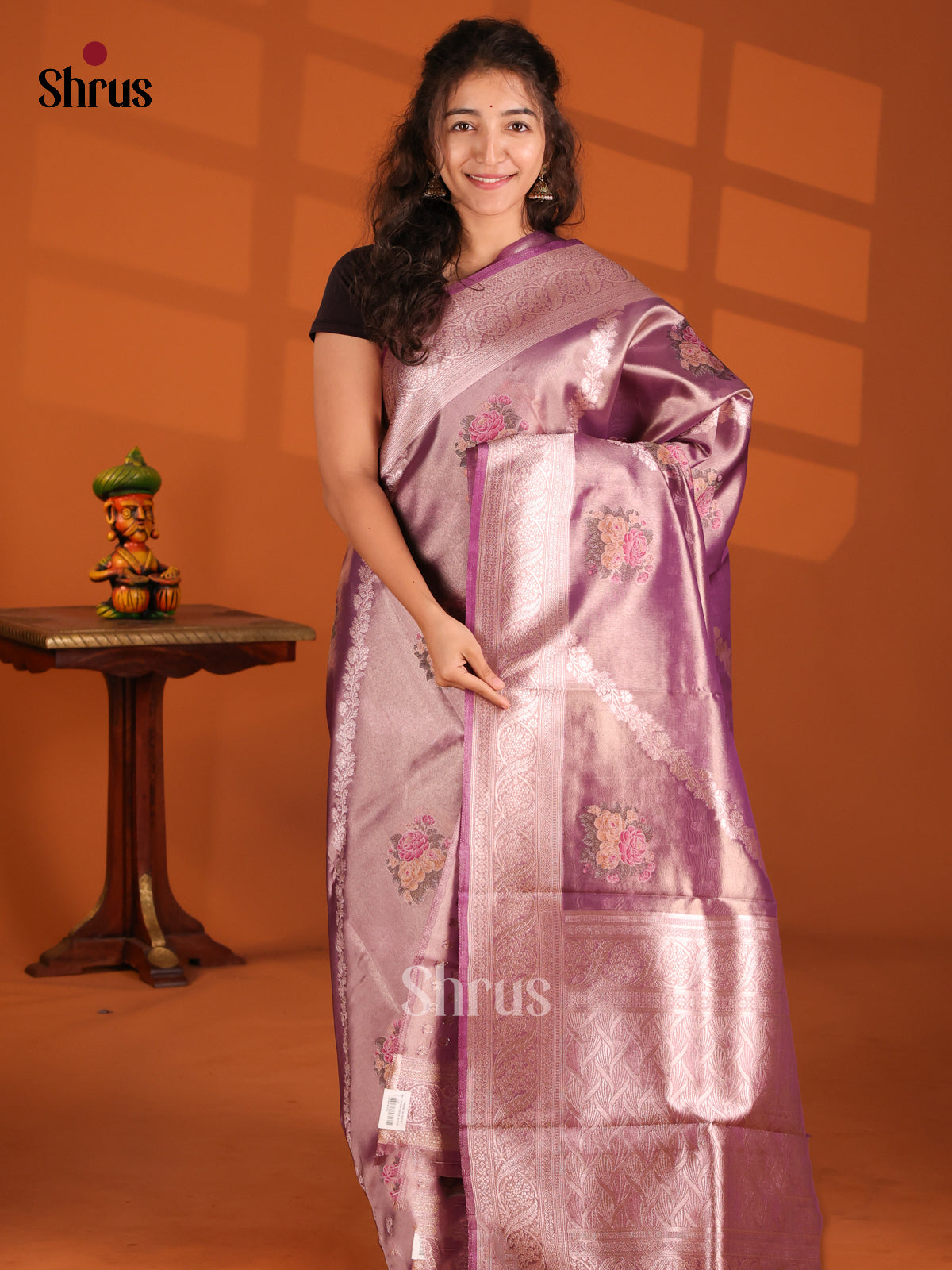 Purple- Tissue Saree - Shop on Shrus.com