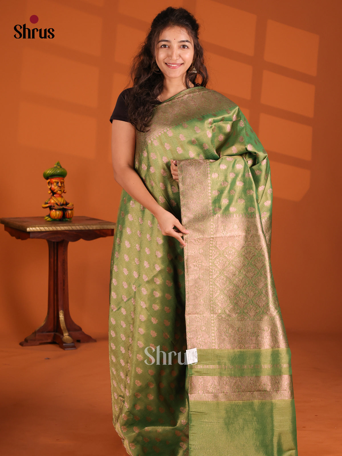 Green- Tissue Saree - Shop on Shrus.com