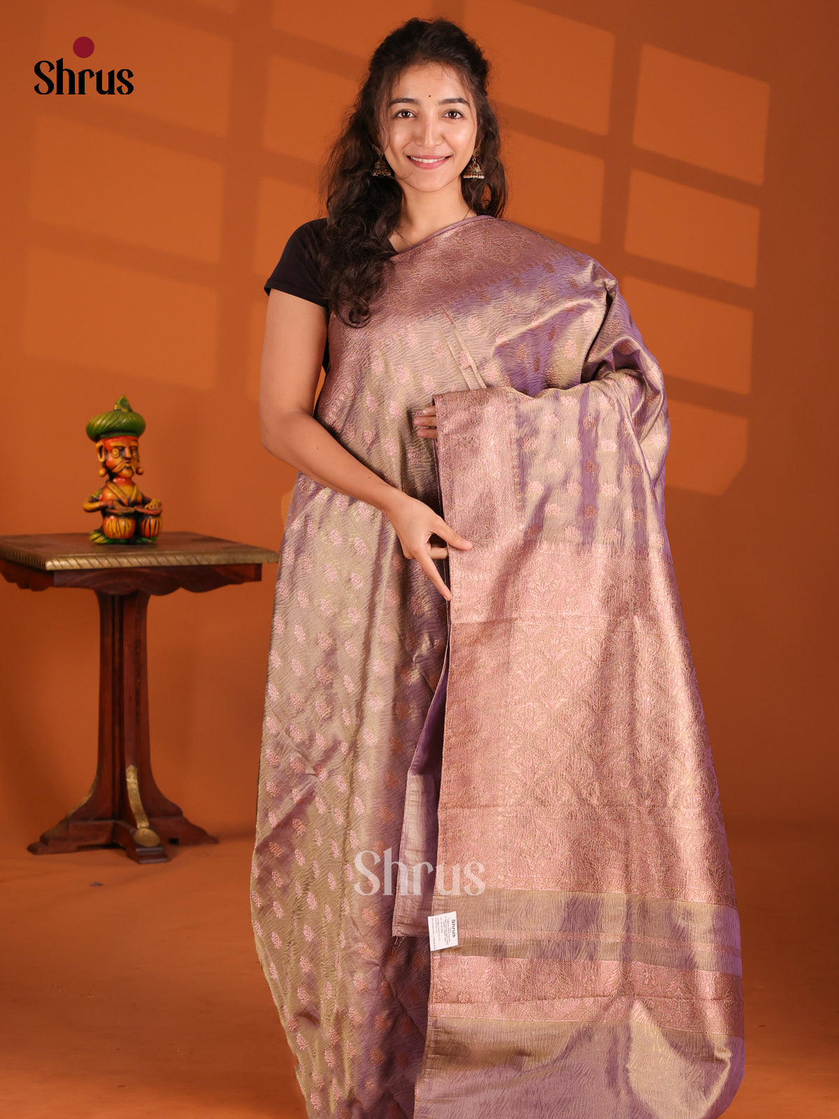 Double Shaded Purple- Tissue Saree - Shop on Shrus.com