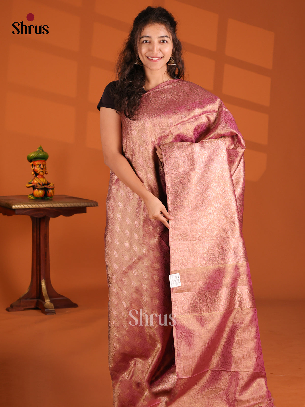 Double Shaded Brown- Tissue Saree - Shop on Shrus.com