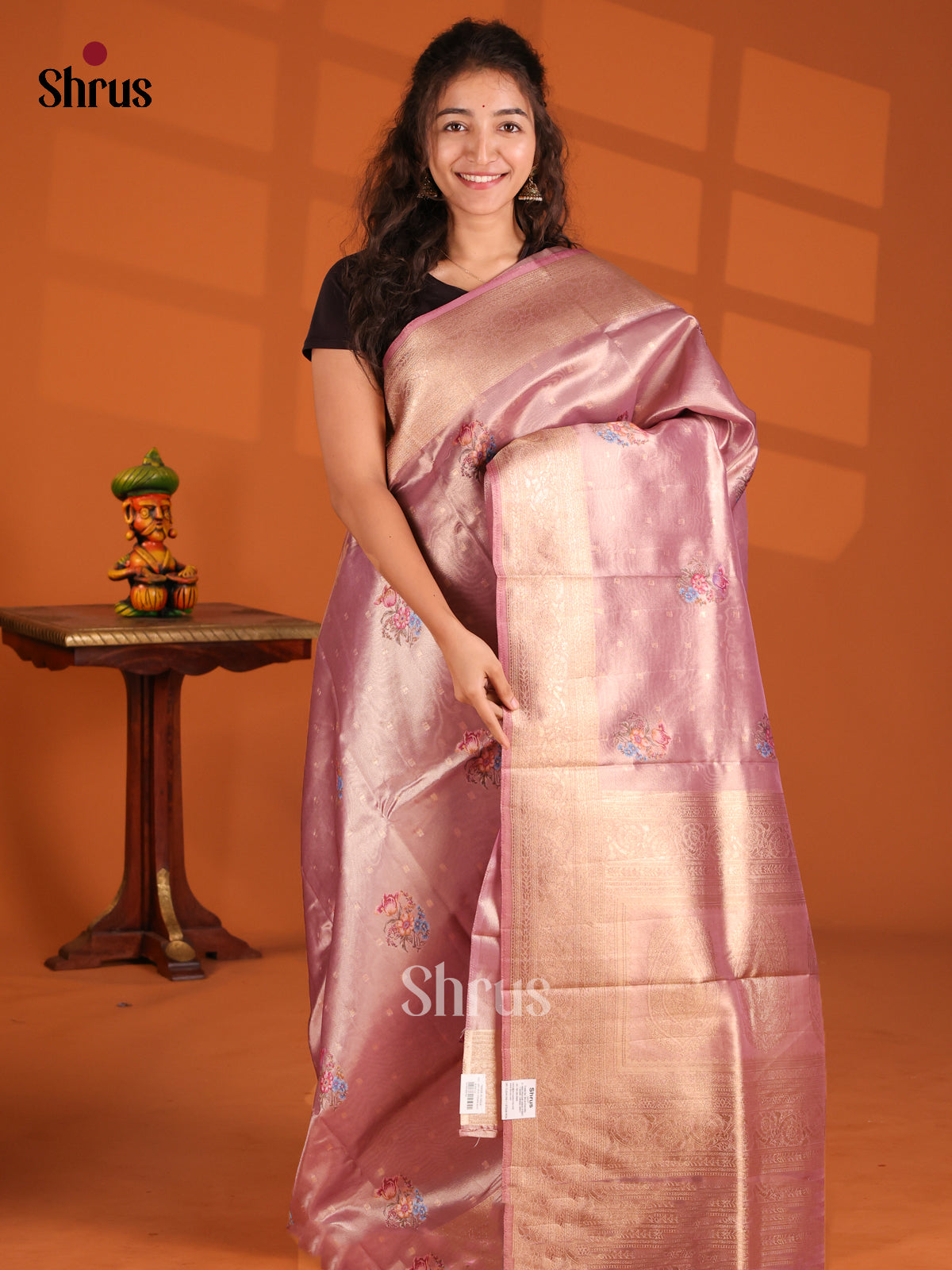Purple- Tissue Saree - Shop on Shrus.com