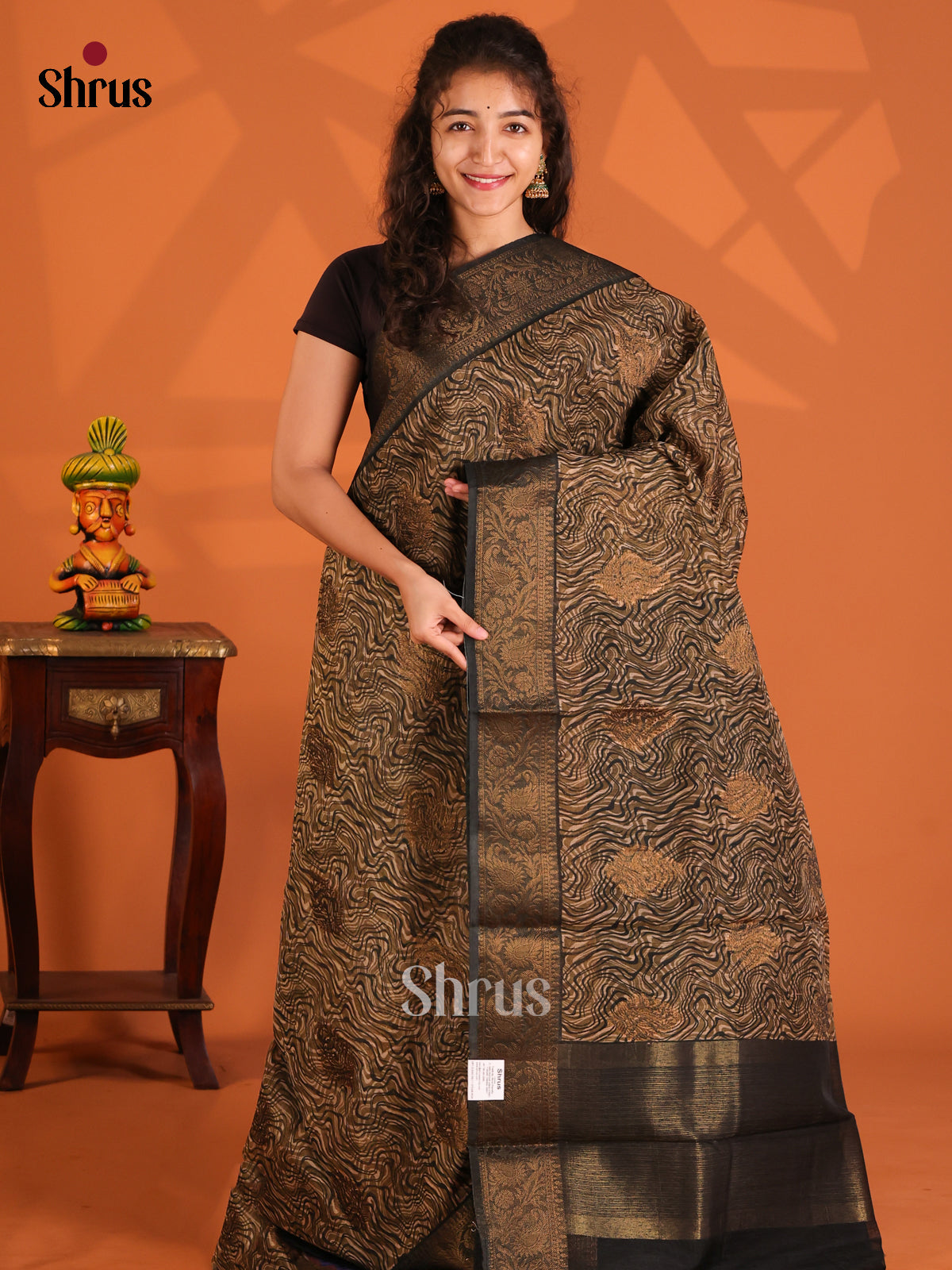 DFS04457- Semi Linen print Saree - Shop on Shrus.com
