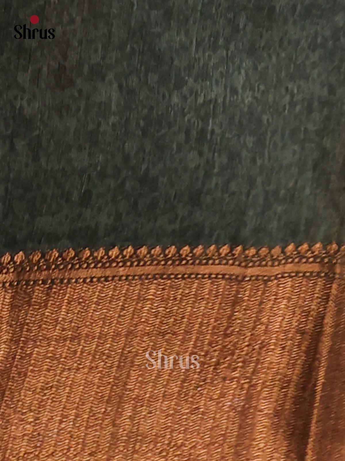 Brown & Green - Semi Linen print Saree - Shop on Shrus.com