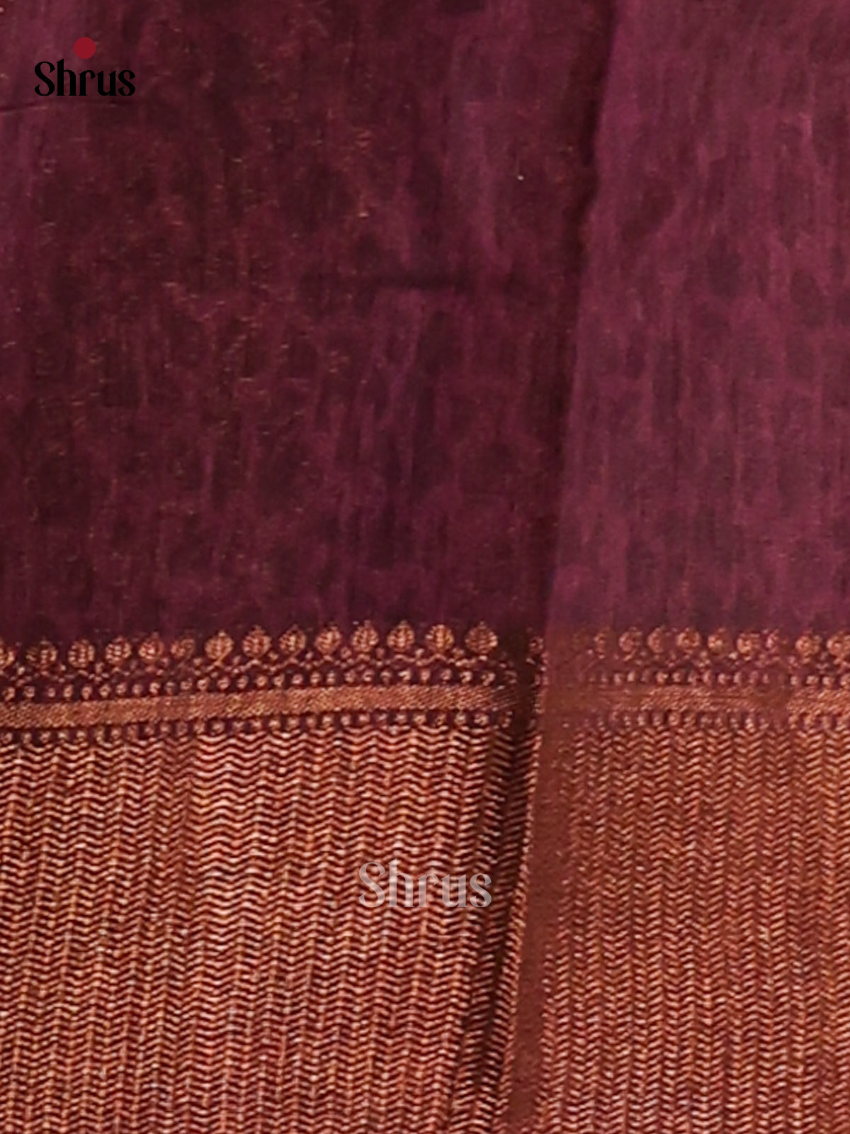 Maroon -Semi Linen print Saree - Shop on Shrus.com