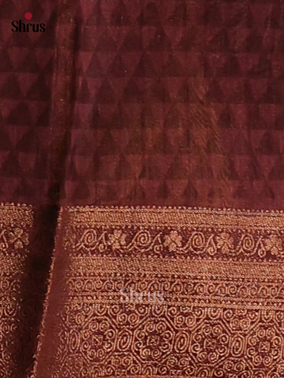 Maroon - Semi Linen print Saree - Shop on Shrus.com