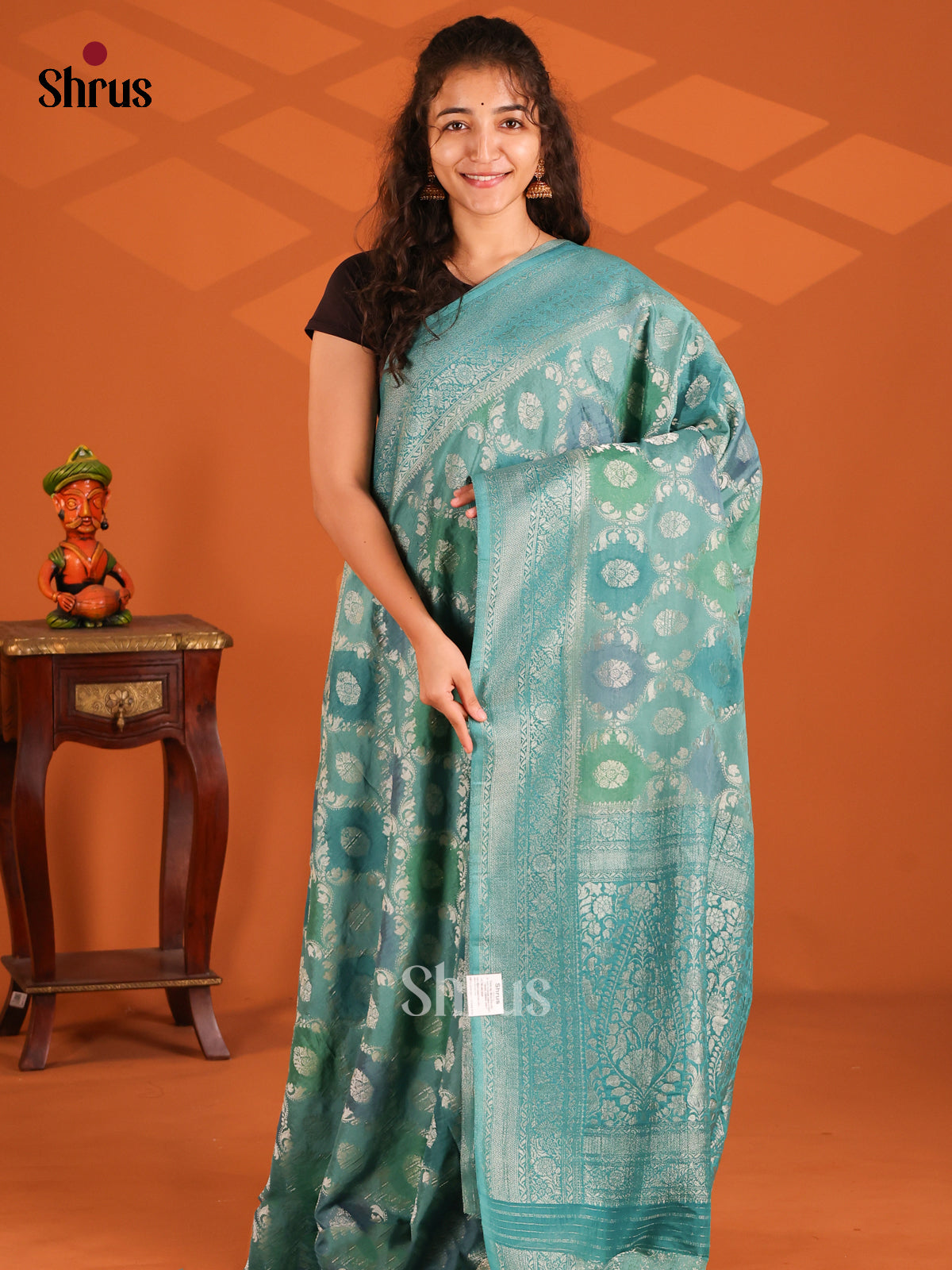 Blue - Semi Georgette saree - Shop on Shrus.com