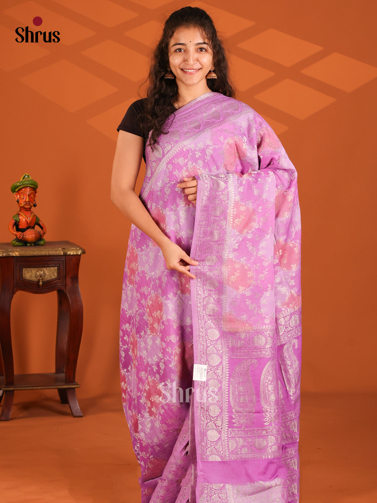 Lavender - Semi Georgette saree - Shop on Shrus.com