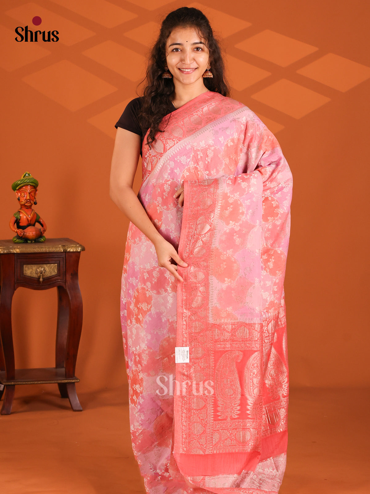 Pink & Peach - Semi Georgette saree - Shop on Shrus.com