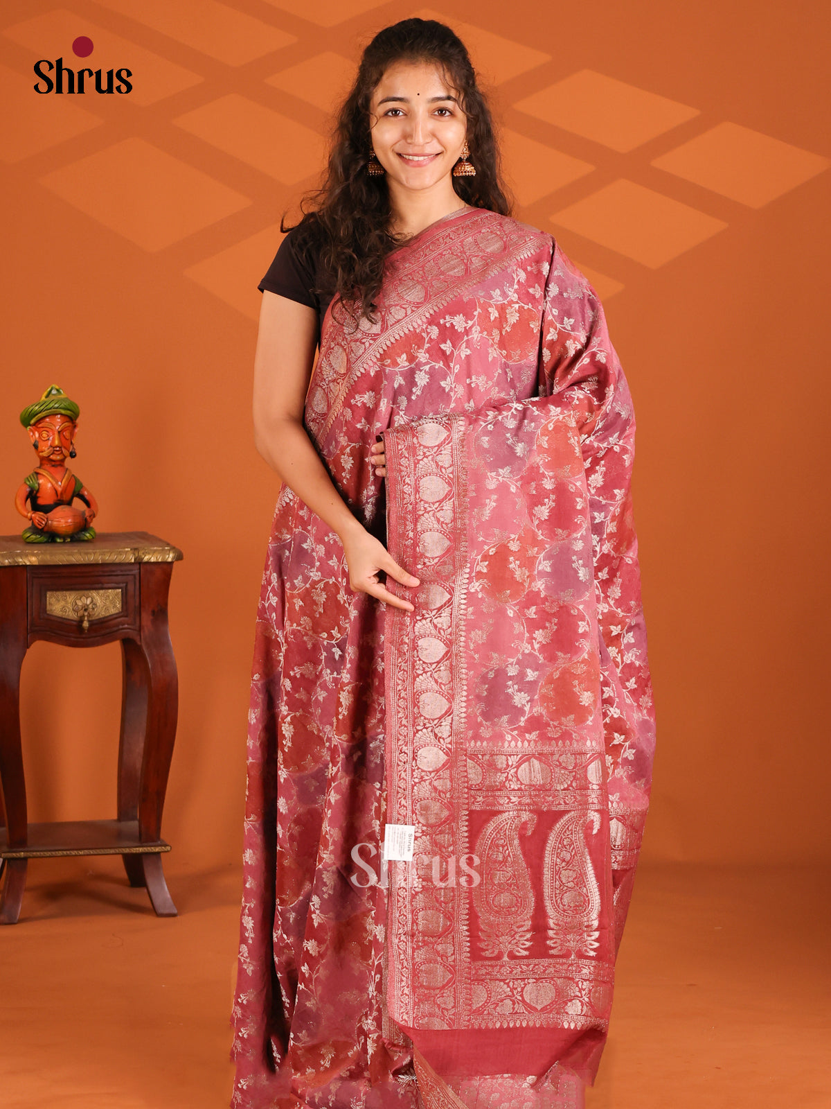 Red - Semi Georgette saree - Shop on Shrus.com