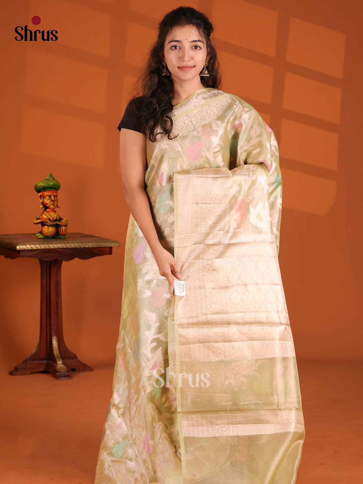 Light Green - Bamboo silk Saree - Shop on Shrus.com