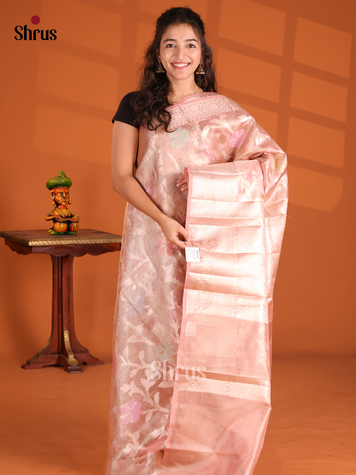 pink - Bamboo silk Saree - Shop on Shrus.com