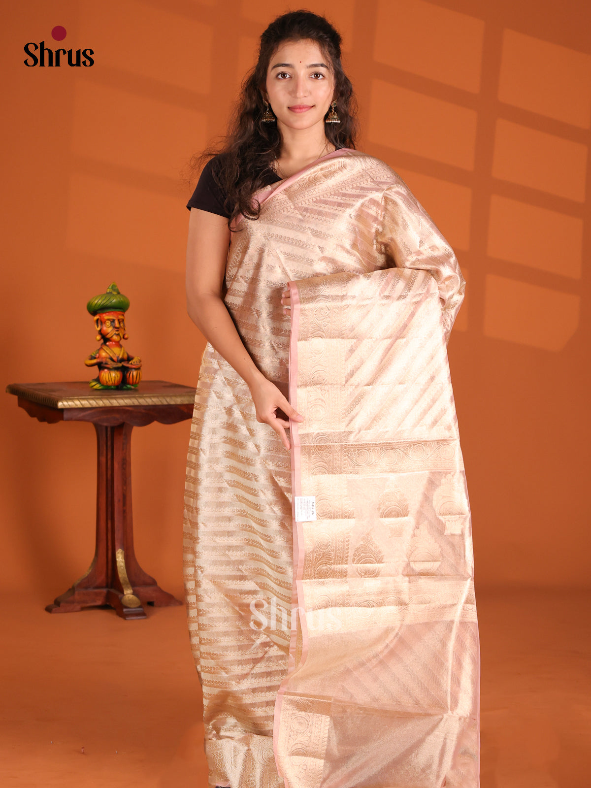 Pink - Bamboo silk Saree - Shop on Shrus.com