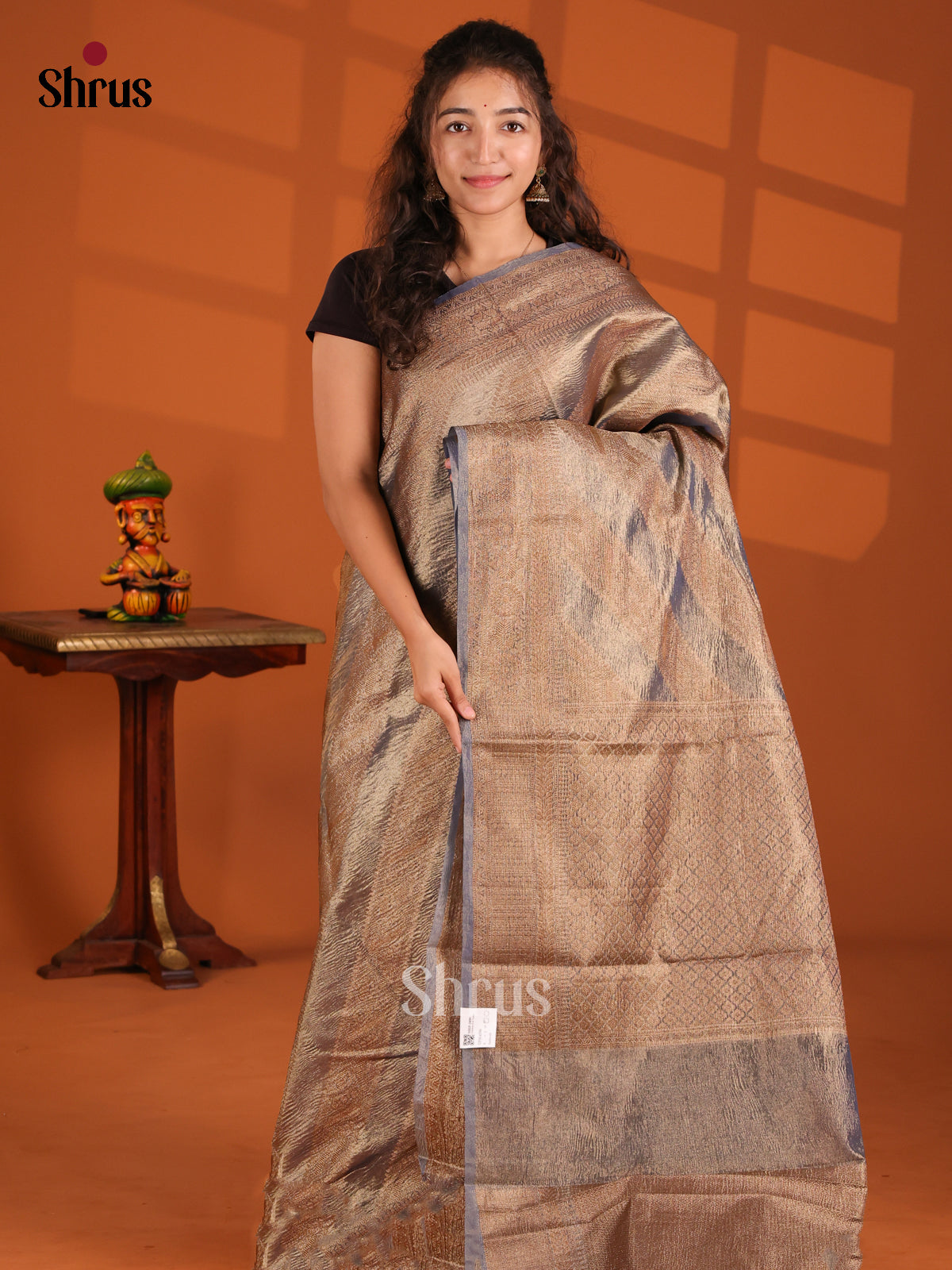 Blue - Bamboo silk Saree - Shop on Shrus.com