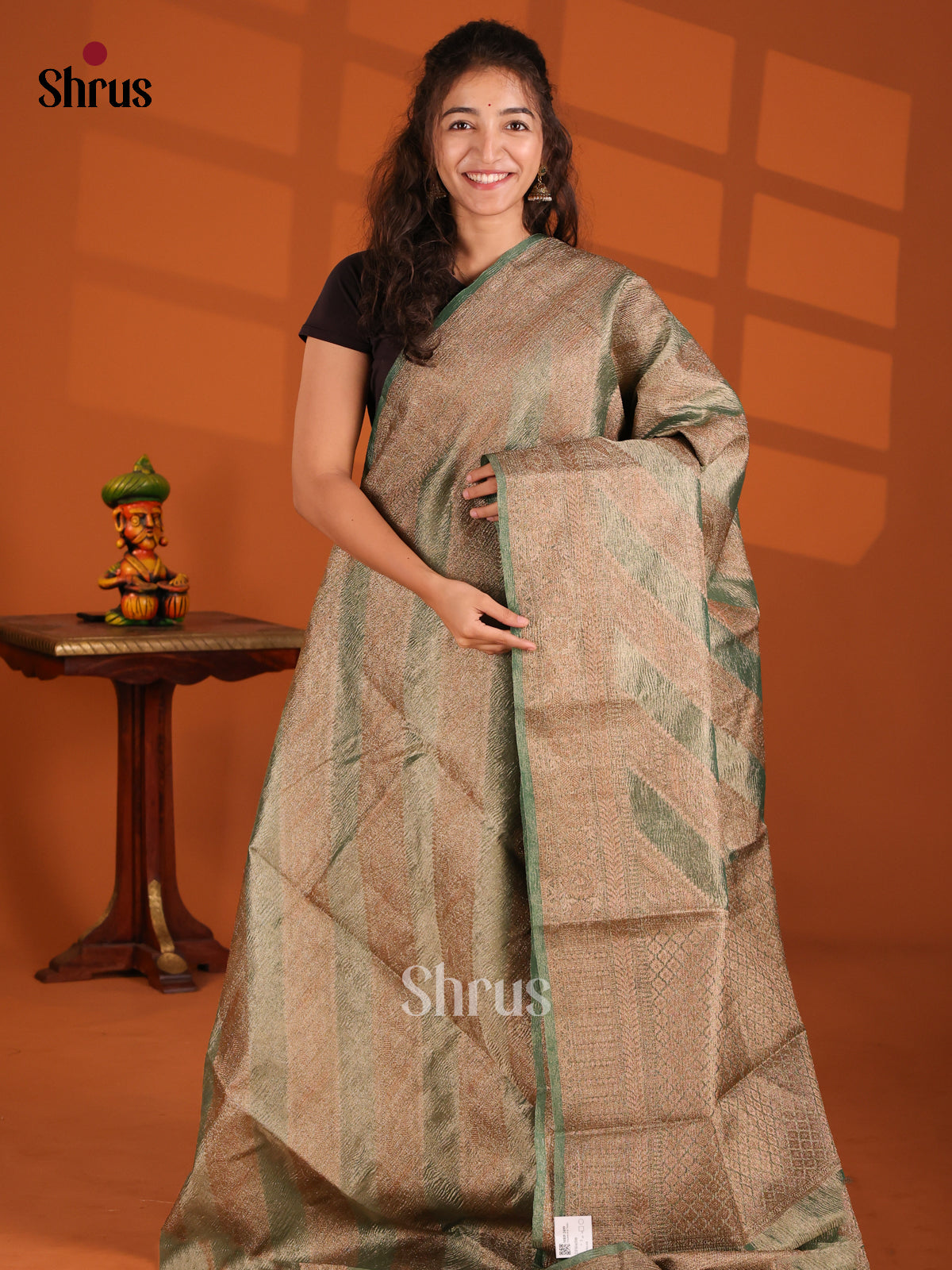 Green - Bamboo silk Saree - Shop on Shrus.com