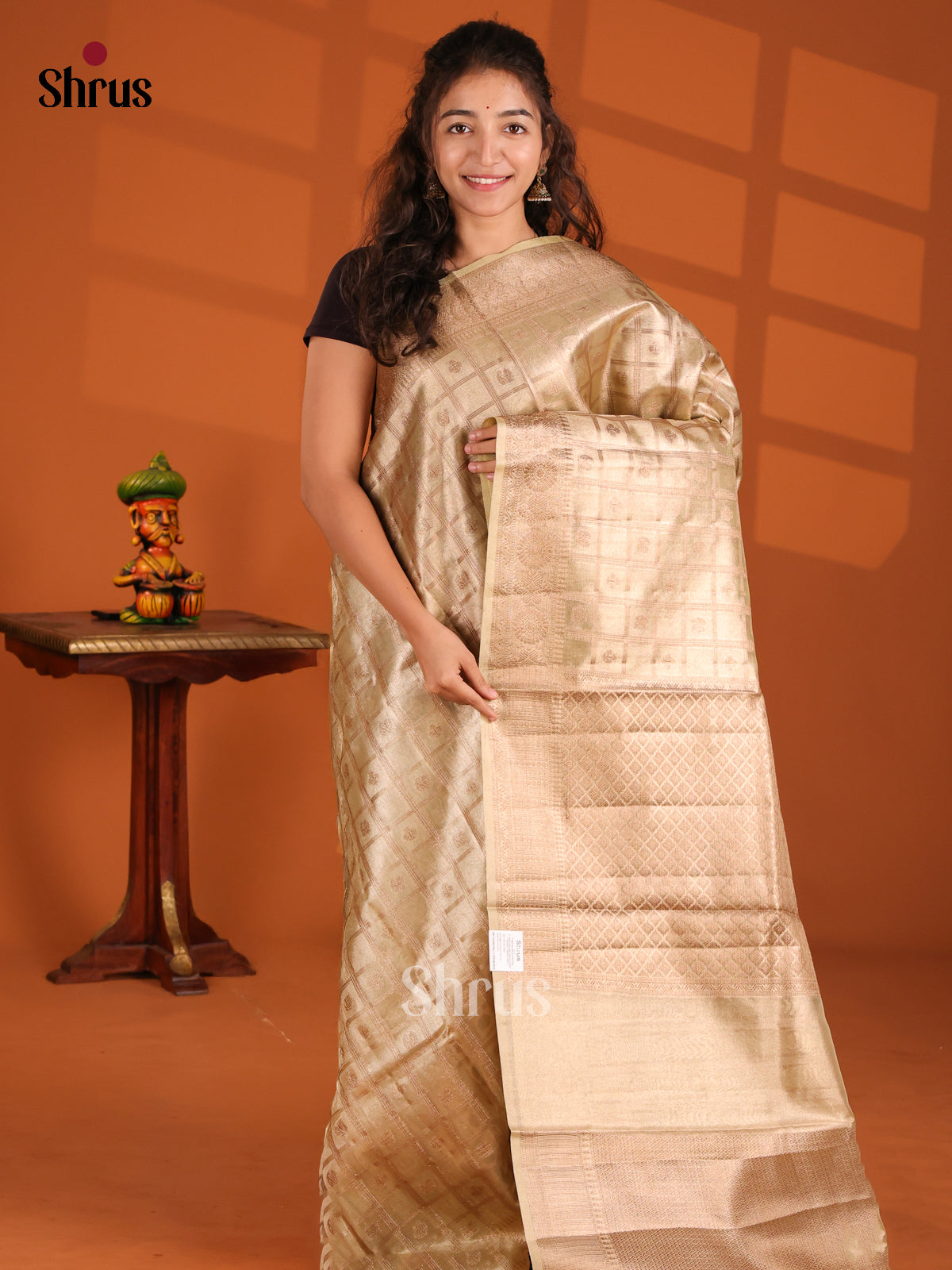 Chutney Green - Bamboo silk Saree - Shop on Shrus.com