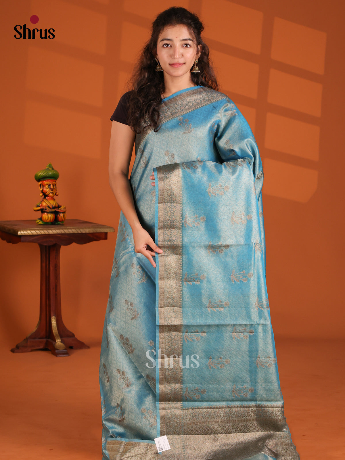 Blue - Bamboo silk Saree - Shop on Shrus.com