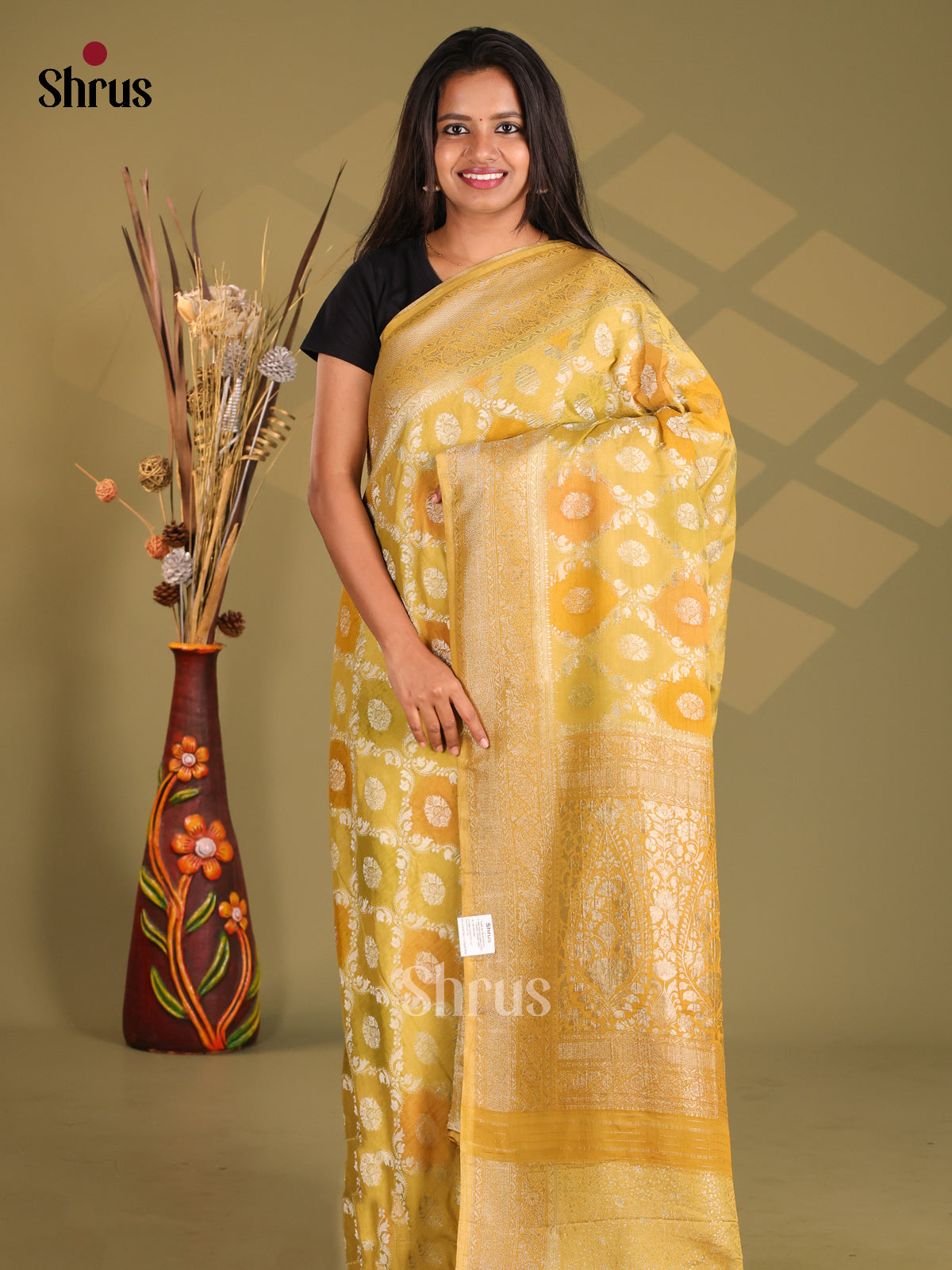 Beige- Semi Georgette Saree - Shop on Shrus.com
