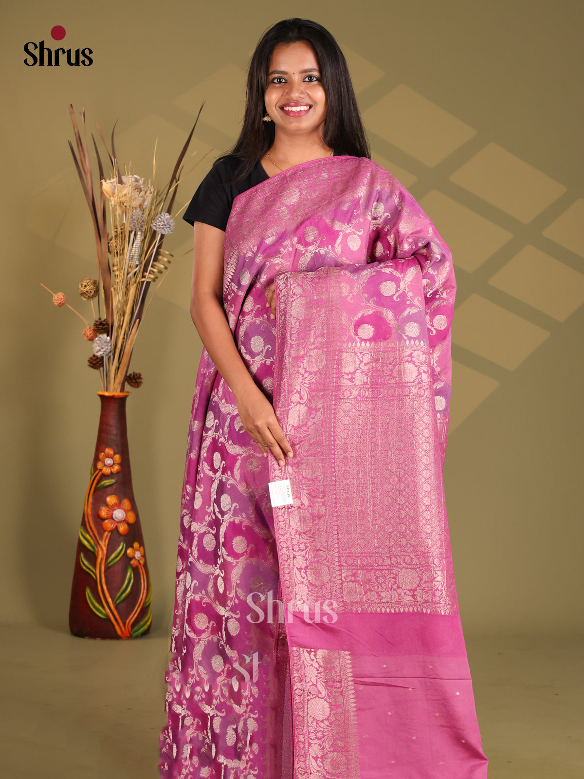 Purple - Semi Georgette Saree - Shop on Shrus.com