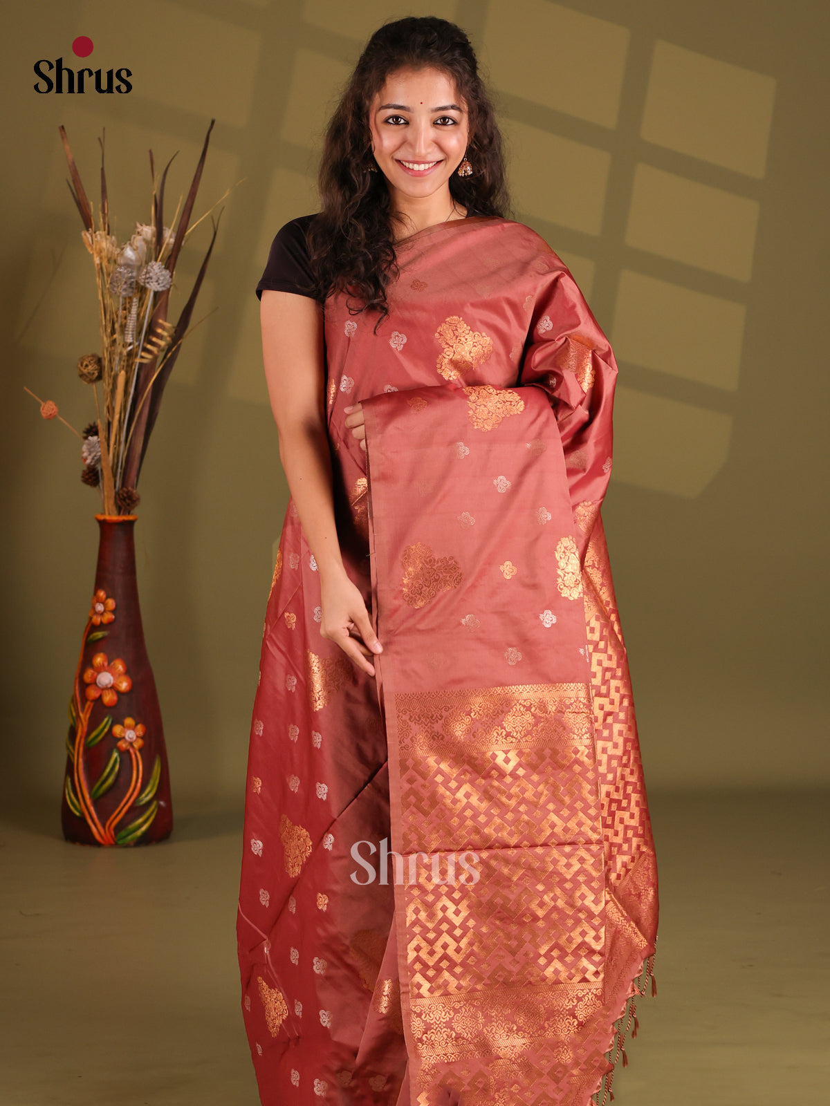 Arakku Maroon - Semi Softsilk Saree - Shop on Shrus.com