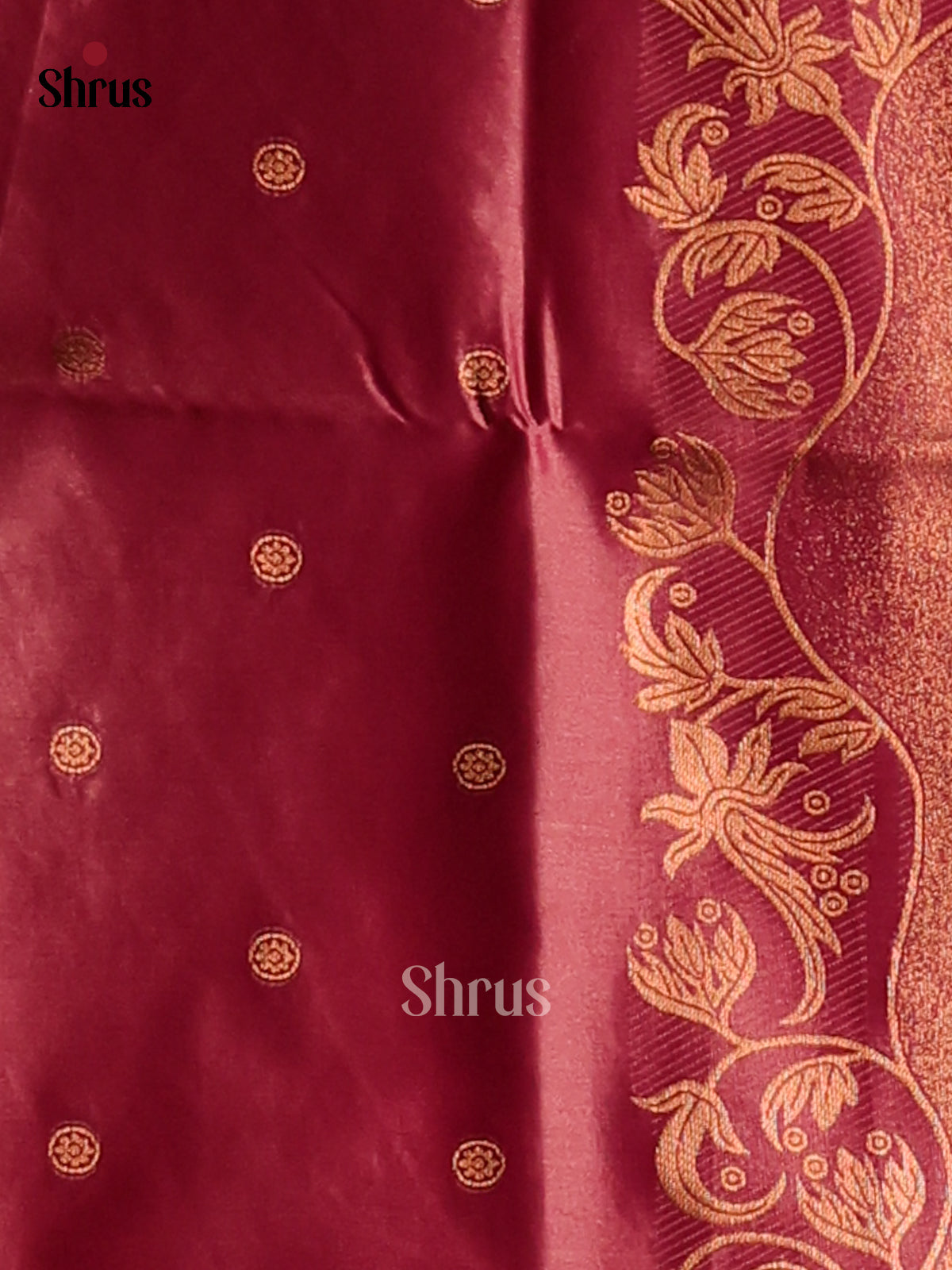 Maroon - Semi Softsilk Saree - Shop on Shrus.com